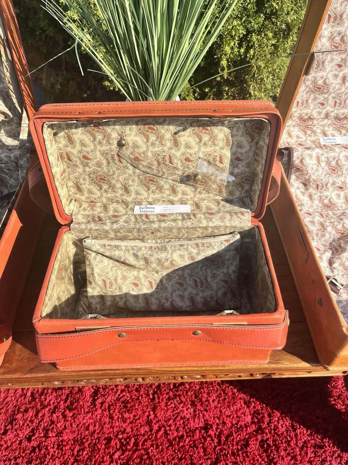 Vintage Hartmann Luggage Set Of 3 Belted Leather Paisley Lined Suitcases No Keys