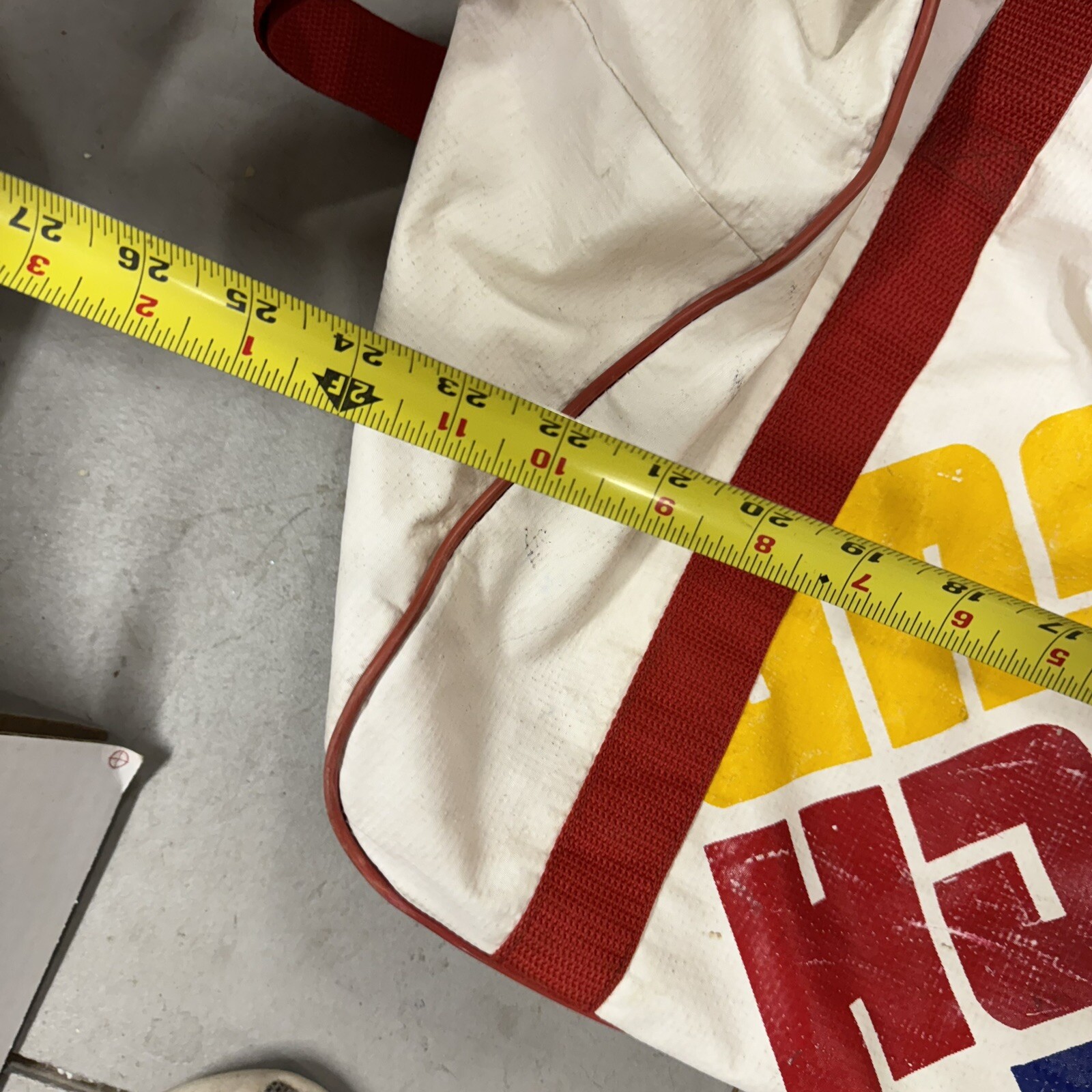 Vintage Large Anthalon? Hanson Duffel Bag White Yellow Red Blue Colorful Print