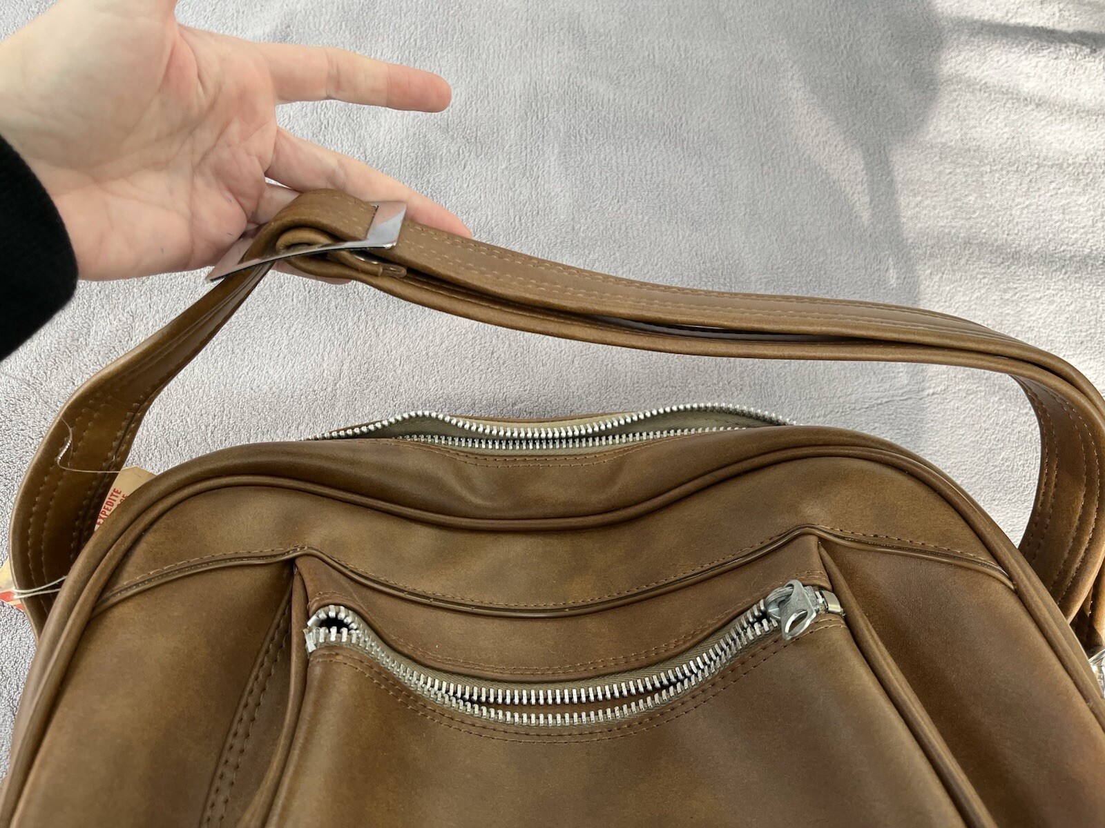 Vintage Naugahyde Vegan Leather Vinyl Valise Travel Bag 1970’s With Airline Tag