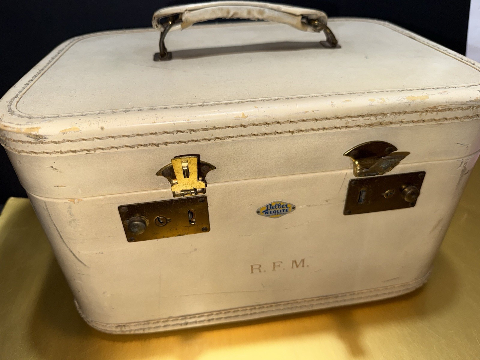 Vintage Belber Neolite Hardside Train Case by Goodyear Tire & Rubber Co. Cream