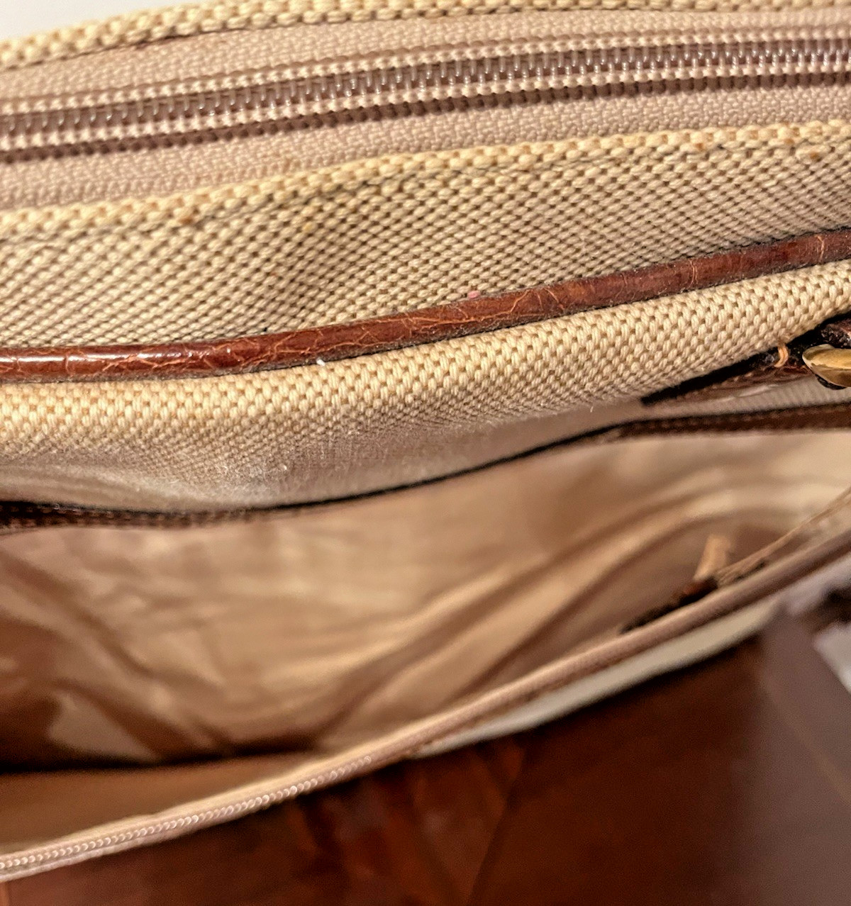 Vtg Garment Bag- Classic Luggage Tan Tweed Brown Croc Takashimaya Japan/NY TAGS