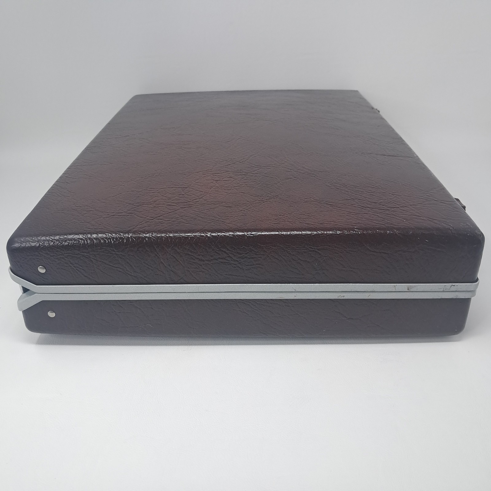 Vintage Samsonite Hard Shell Slim Briefcase Brown Textured Faux Leather w/ Keys