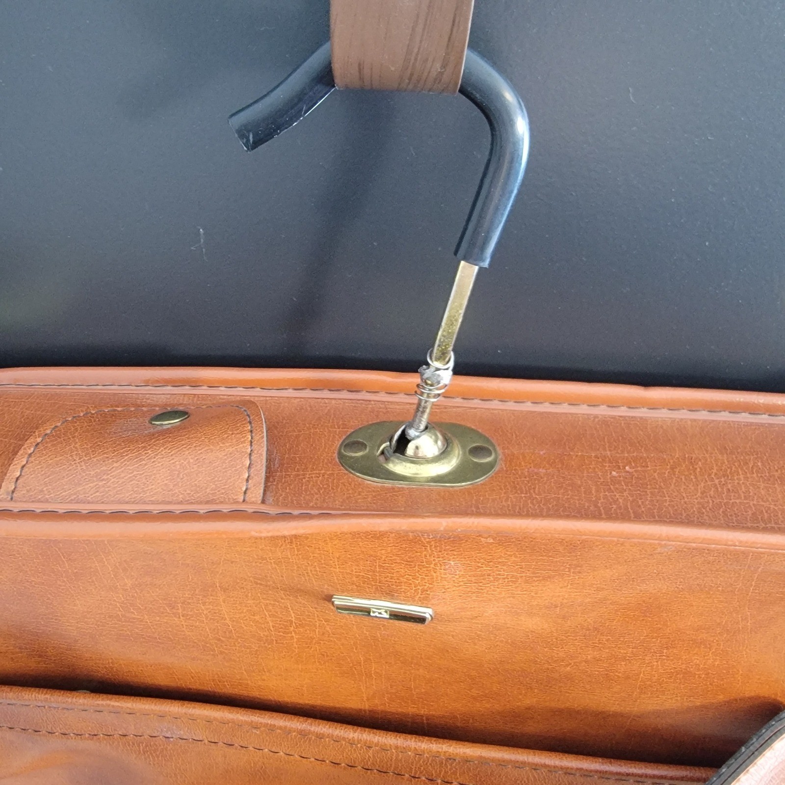 Vintage Airway Luggage Garment Bag Leather Trim Suit Carrier Travel Luggage