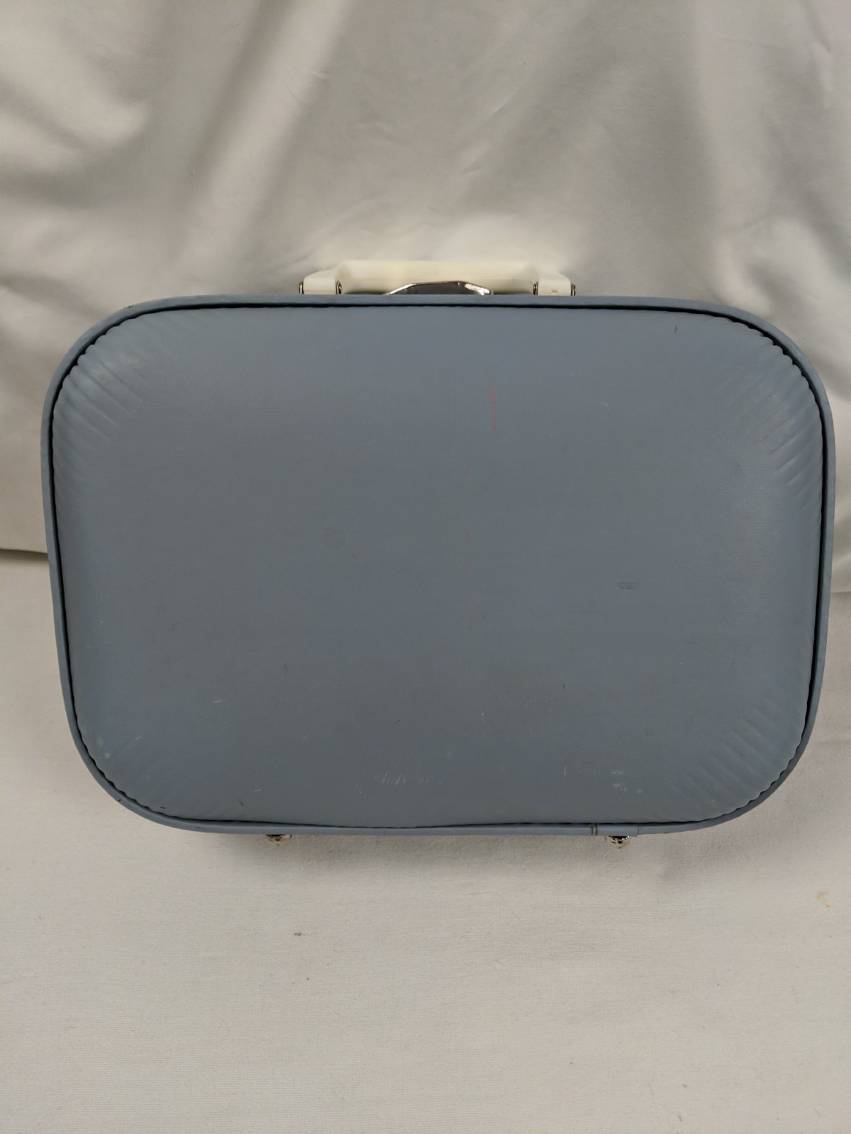 Vintage Going To Grandma’s Luggage Blue Hard Shell Child’s Suitcase Boy with Dog