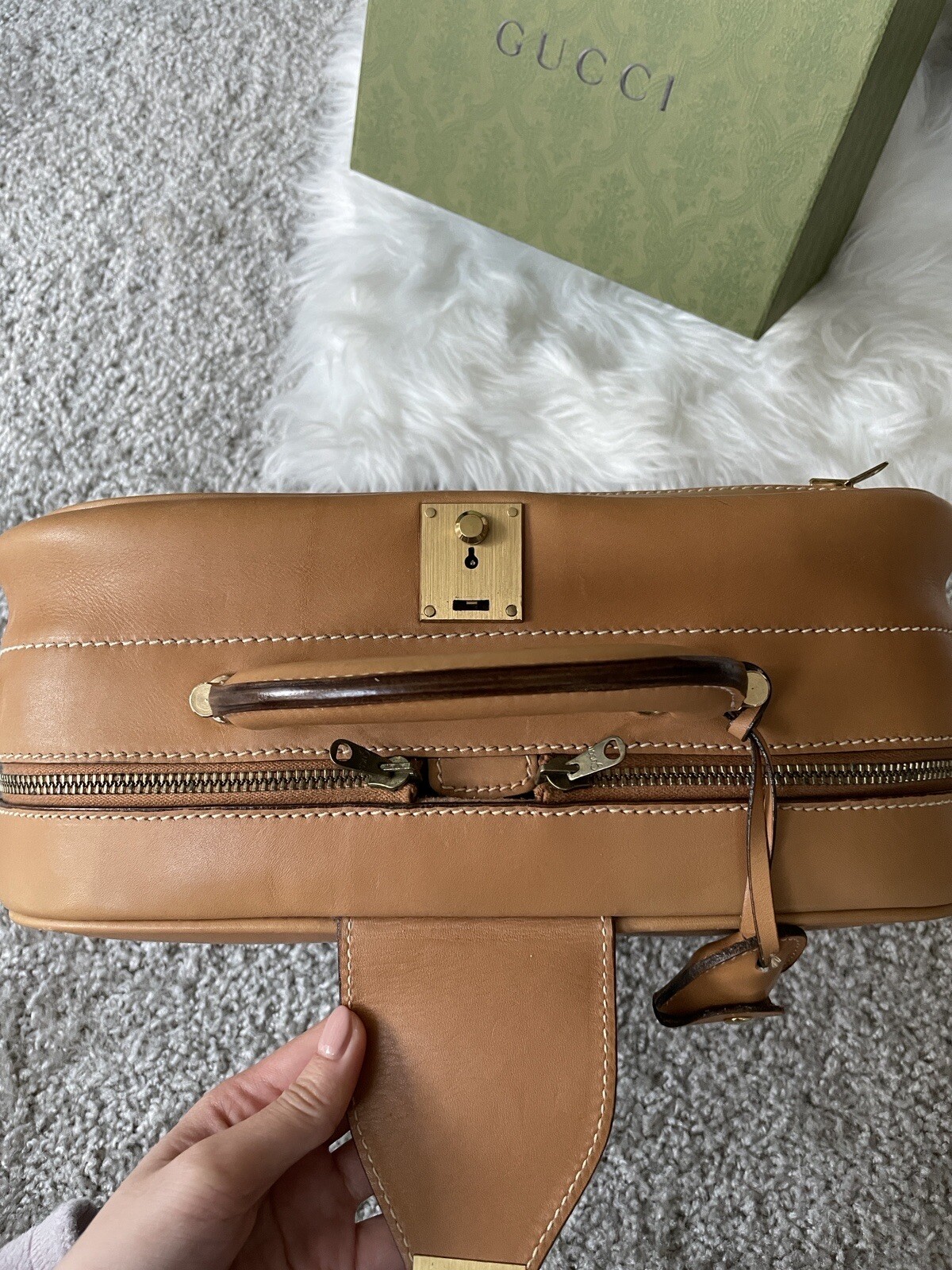 gucci luggage vintage mini bag lock G logo crossbody suitcase spell out retro
