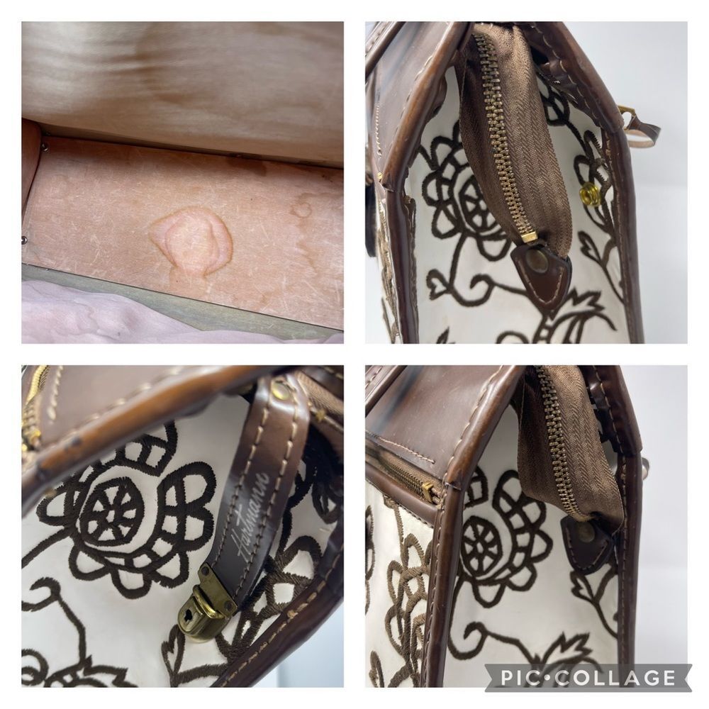 VINTAGE HARTMANN LUGGAGE SUITCASE & SHOULDER CARRY ON BAG FLORAL EMBROIDERED