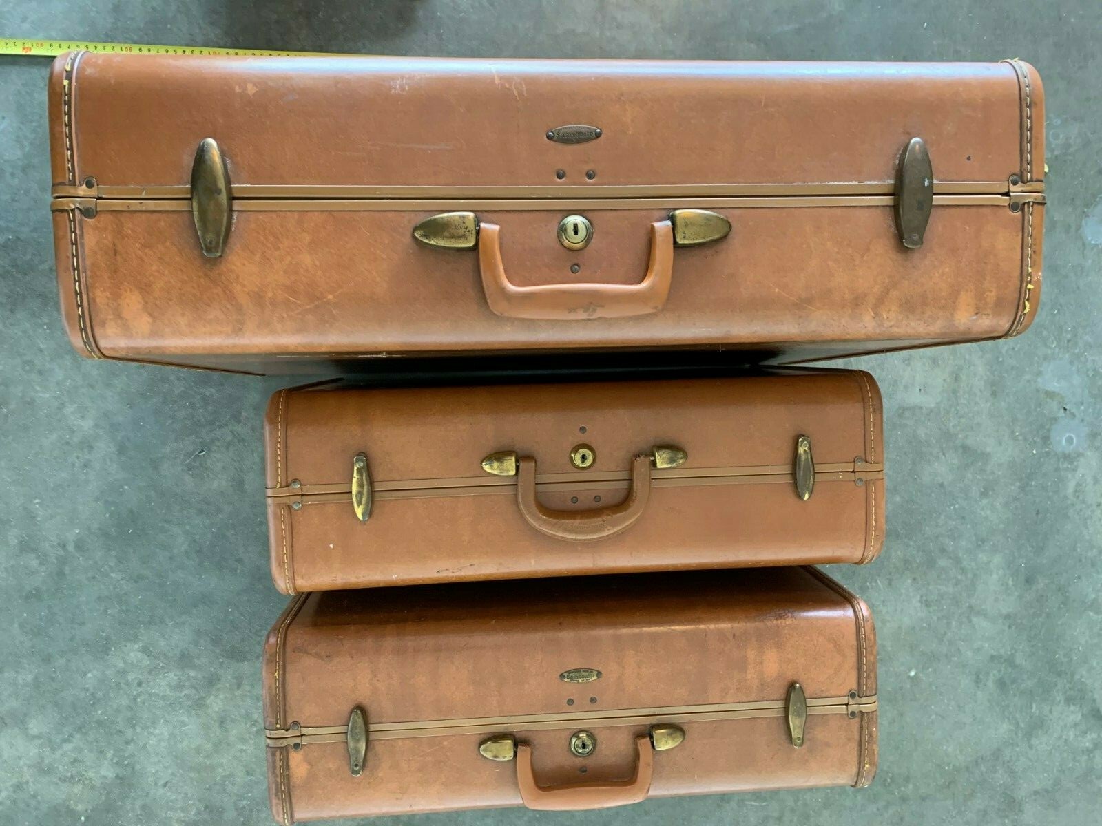 3 total Vintage Samsonite Shwayder Bros Denver Detroit Suitcase Travel Bags
