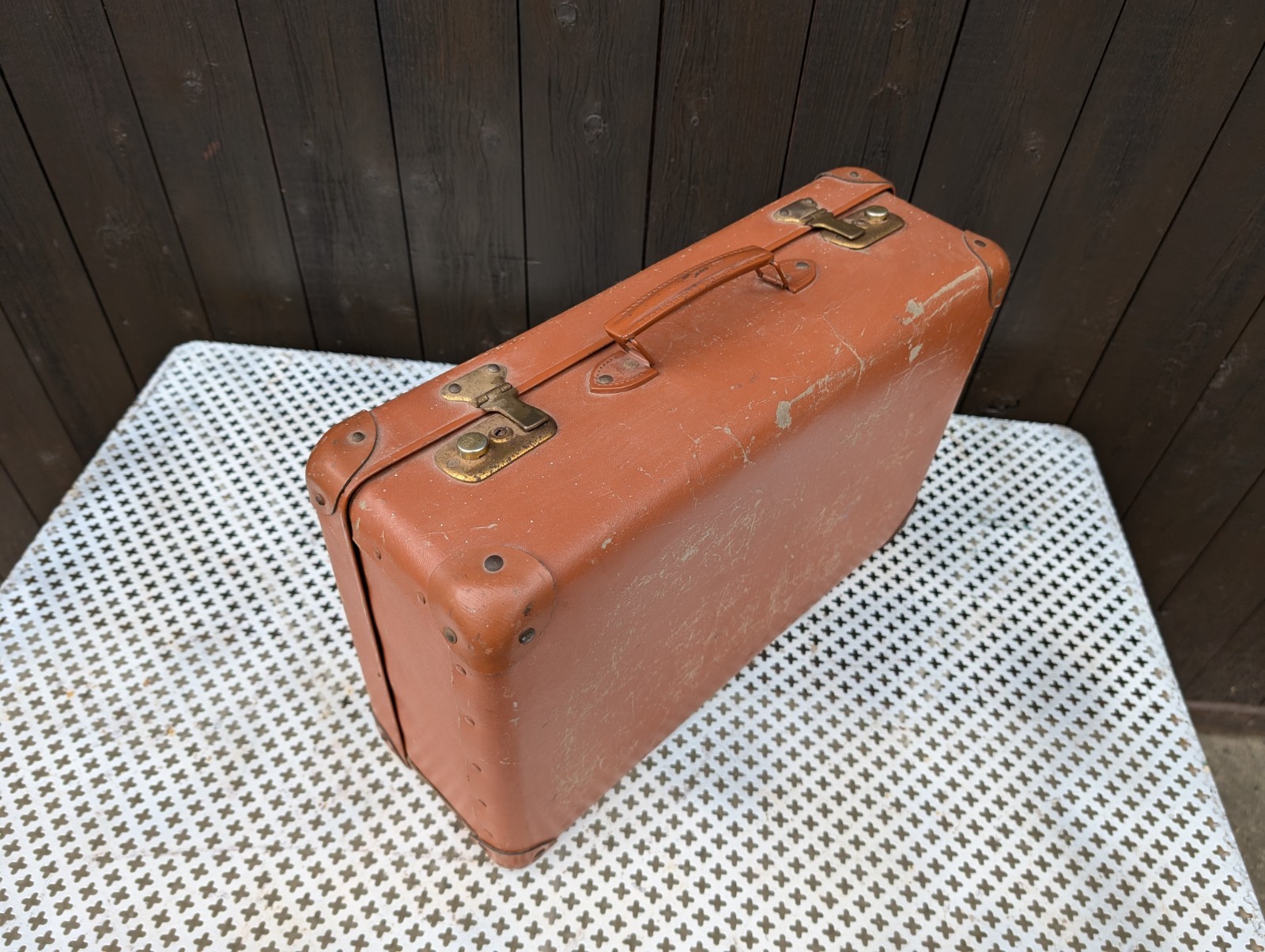 Vintage Suitcase Travel Case 50s Retro Weekender Mid Century 60s 3A