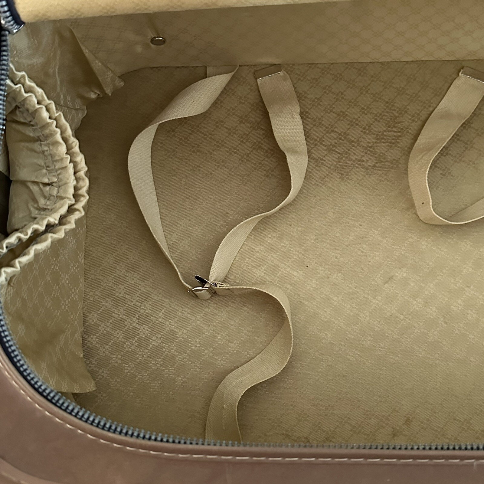 Vintage 1960s Grasshopper Brown w/ Beige Interior Zipper Lock Suitcase Luggage