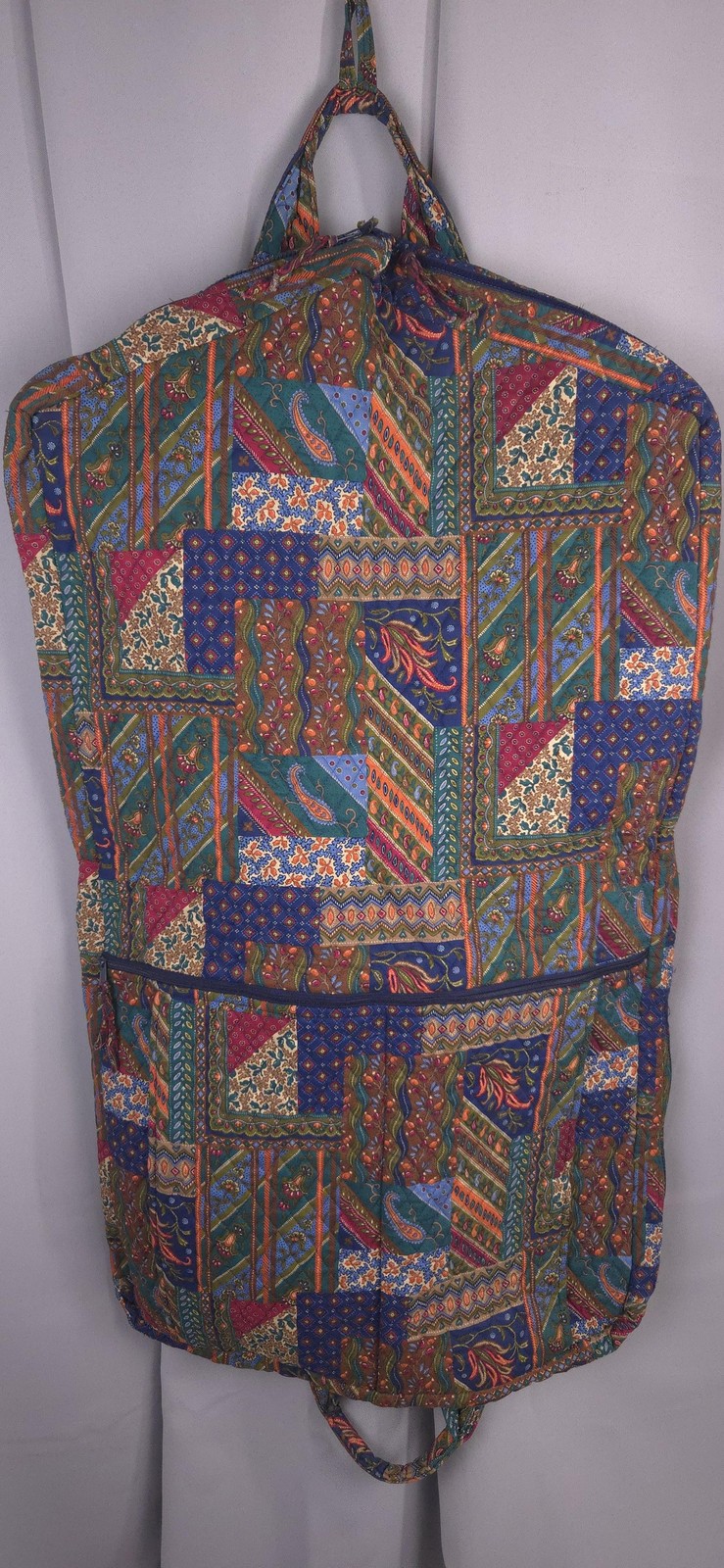 Vtg Vera Bradley Garment Bag Quilted Cotton Patchwork Travel Luggage USA 47×24