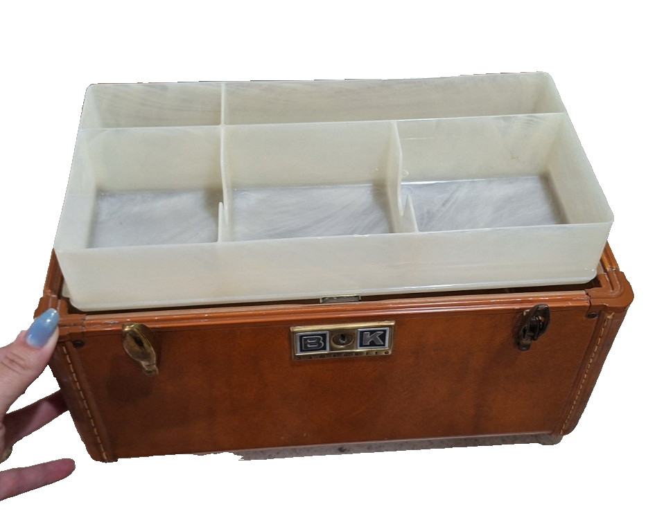Vintage Samsonite Streamlite Train Case 4612 Brown w/Tray & Mirror MCM