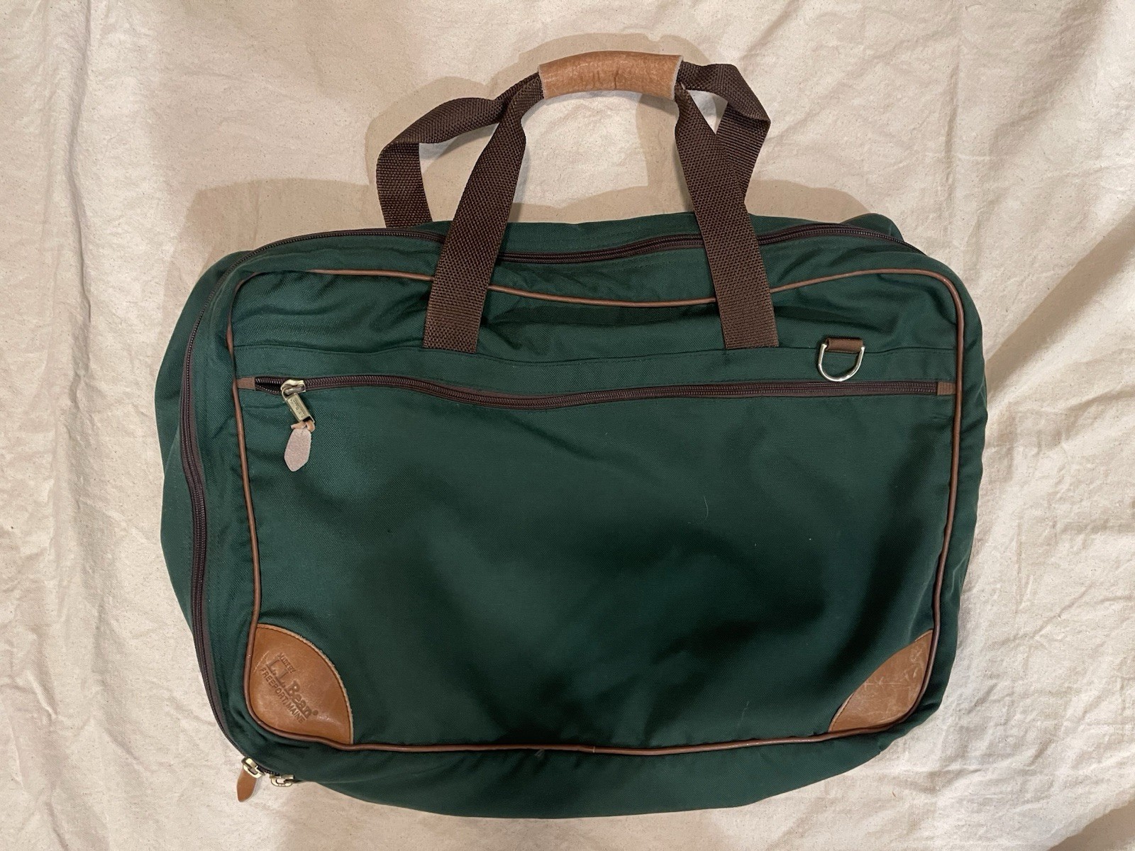 LL Bean Vintage Canvas Leather Garment Bag