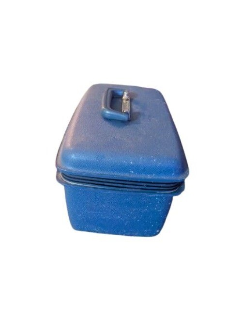Samsonite Blue Train Case With Mirror Tray and Key Vintage