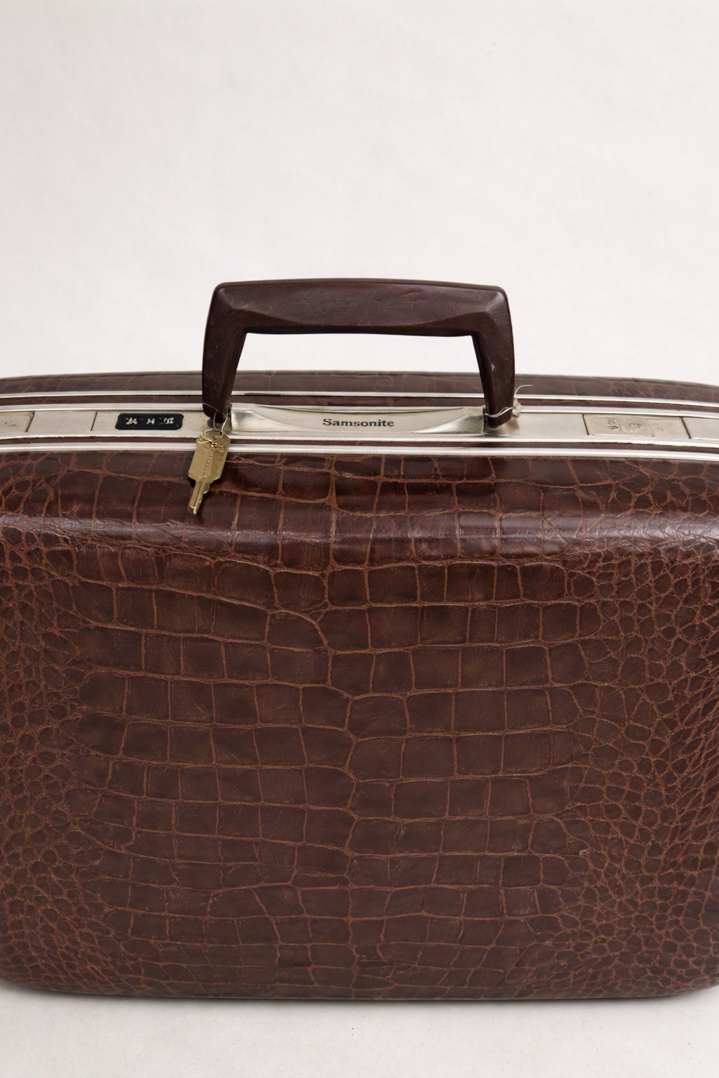 Vintage Samsonite Suitcase – Brown Faux Crocodile Pattern W/key