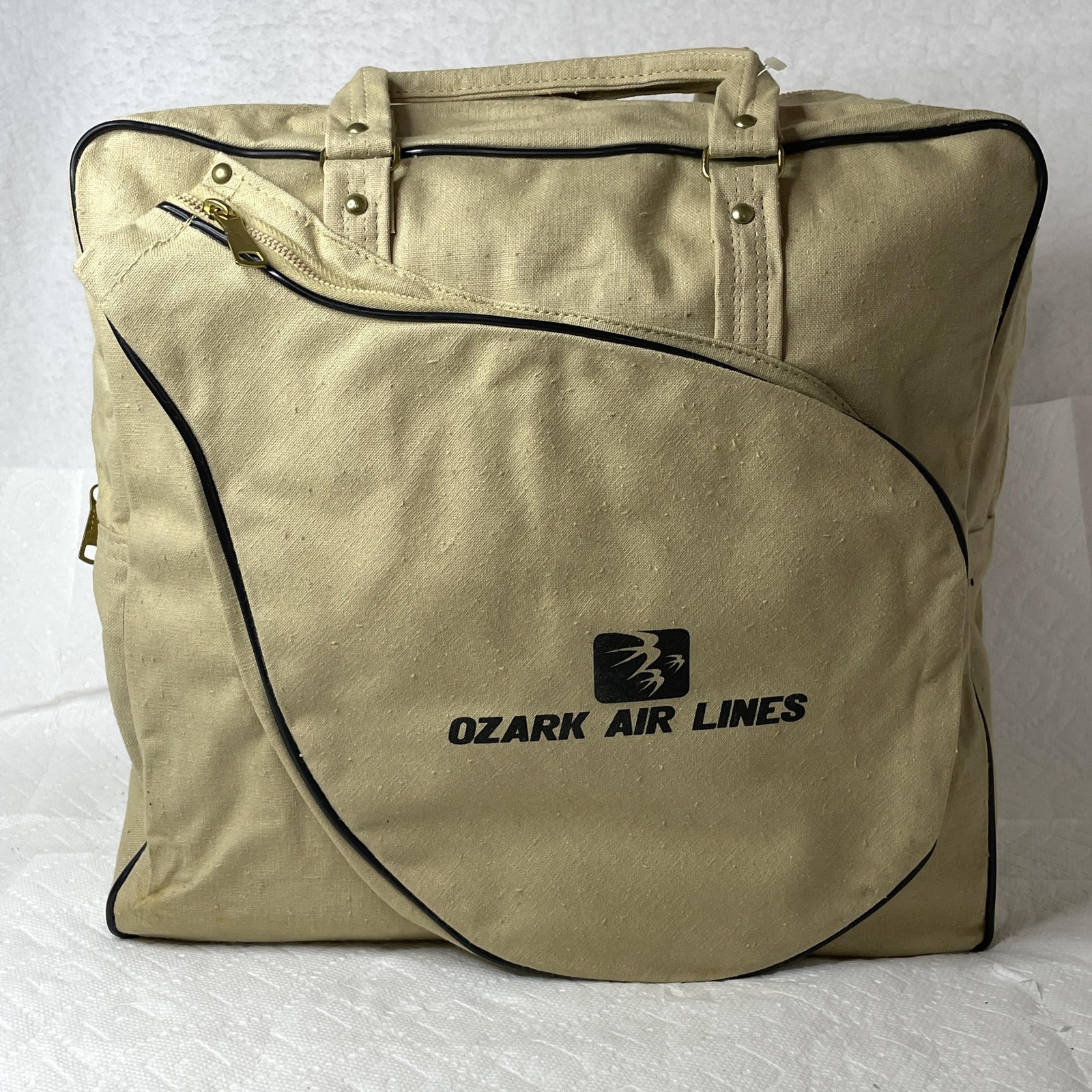 Vintage Ozark Air Lines Garment Bag Tennis Racket Pocket Air-Tex USA