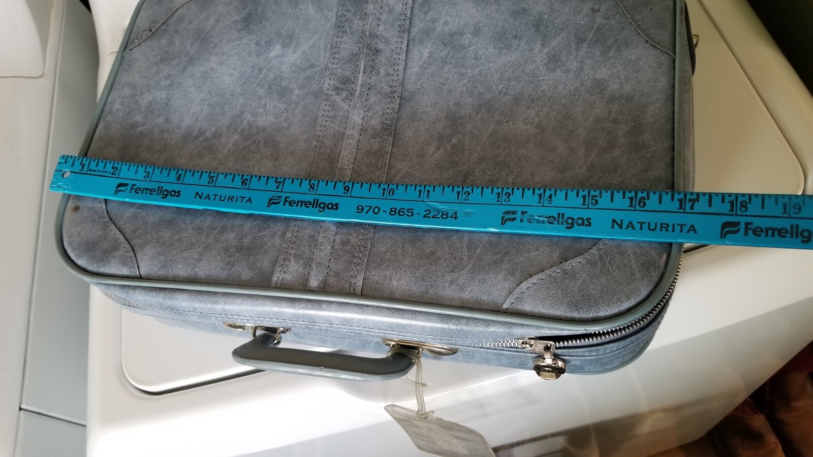 Vintage 1950’s-60s Blue Suitcase Small Size (11x17x5 in) Very Nice Condition
