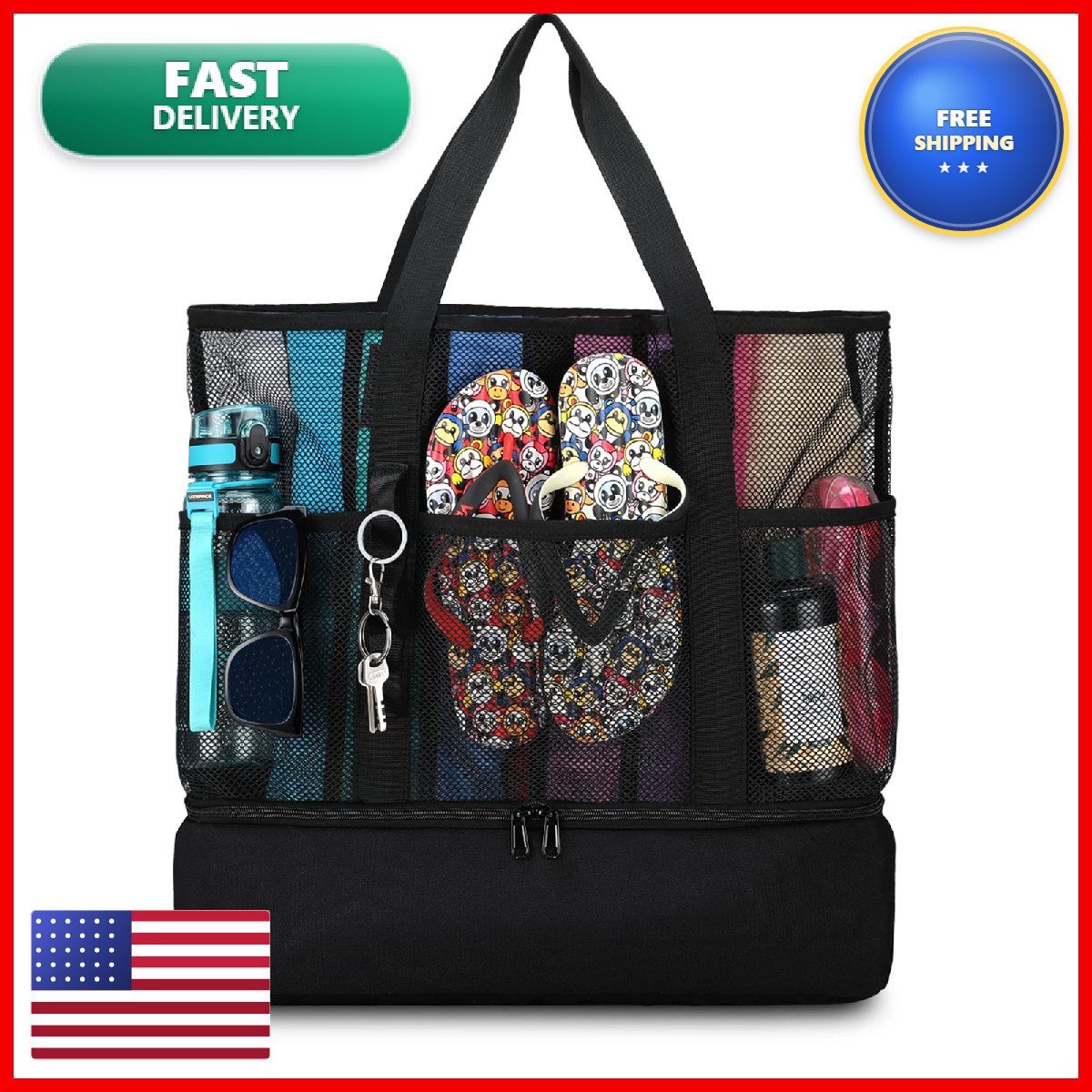 Uylia Beach Bag Coolermesh Beach Bags For Women Sandproof For Pool And Swimming