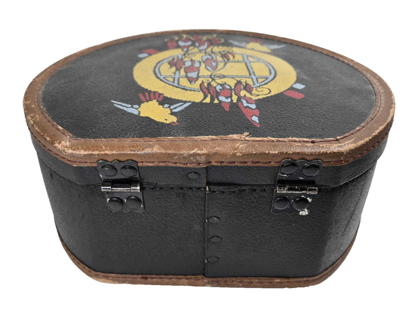 Art Deco Suitcase BIRDS Parrot Ladies Train Case Hat Box 20-30s 11″ W *handle