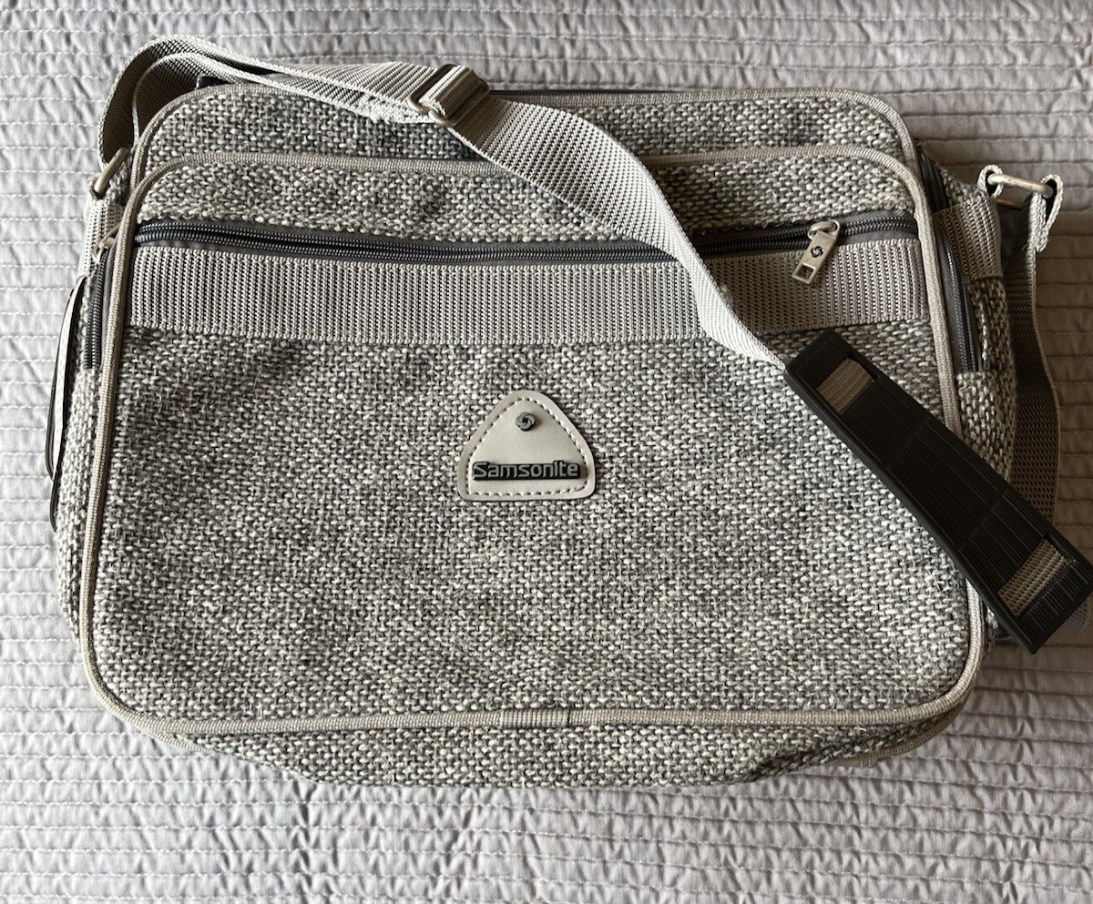 Set Of 2 VTG Samsonite Profile Tweed Messenger Shoulder Bag Gray 1987