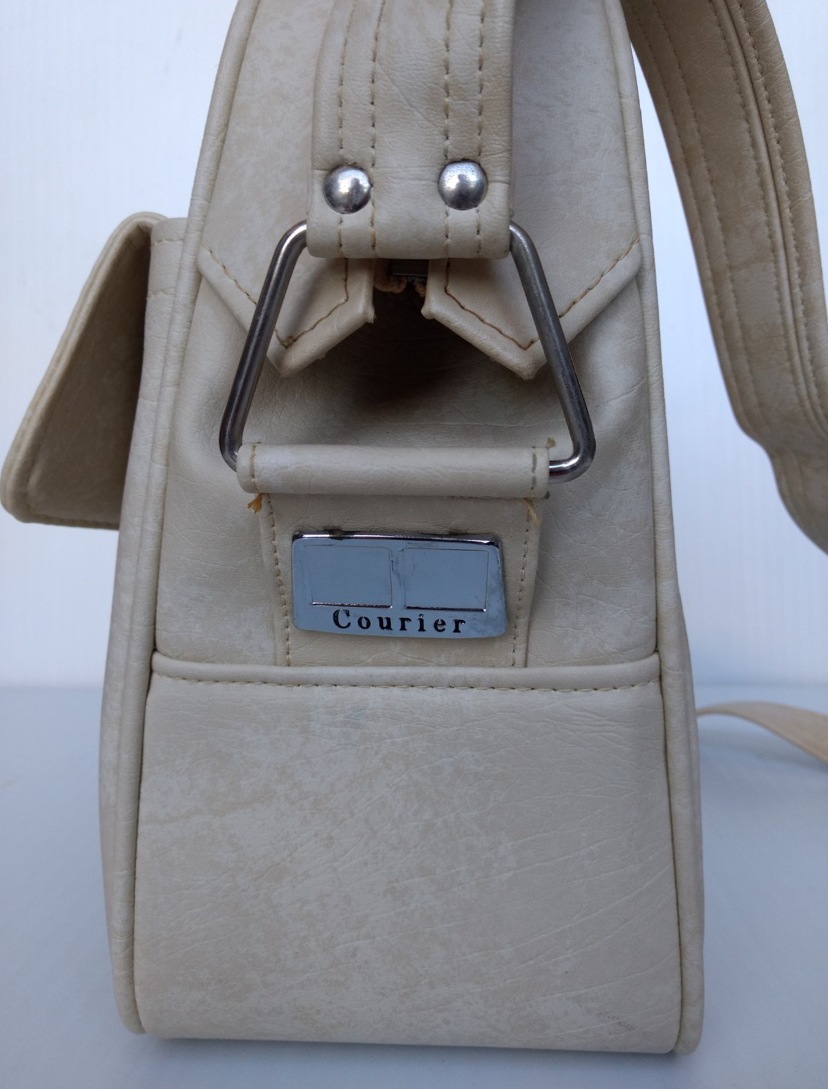Vintage Sears Courier by Samsonite Beige Marbled Vinyl Travel Bag