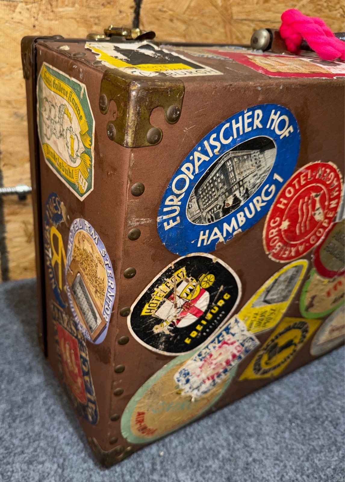 Antique Vintage Davis Sample Case Pair with Traveling Stickers