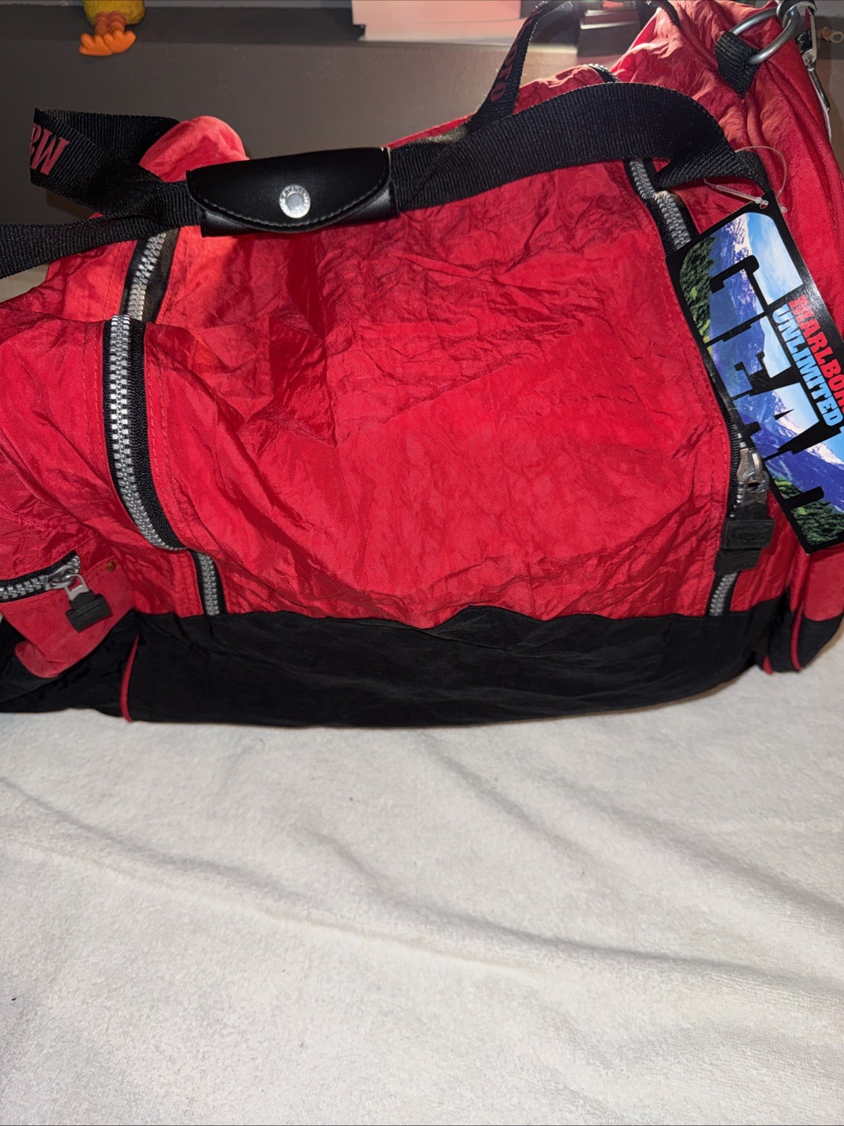 Vintage 90s Rare Marlboro Adventure Team Duffle Bag Large Size 22x14x11