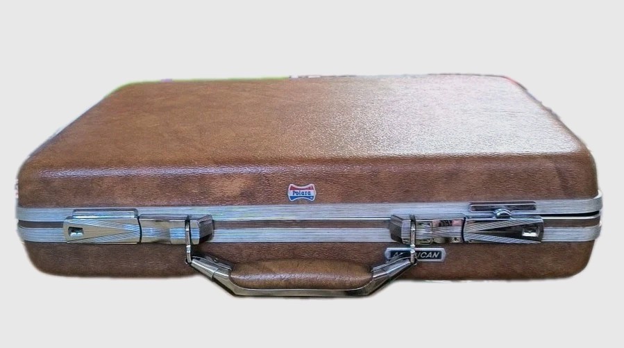 American Tourister Polara Retro 70’s Marble Brown Attache Briefcase Hard-Shell