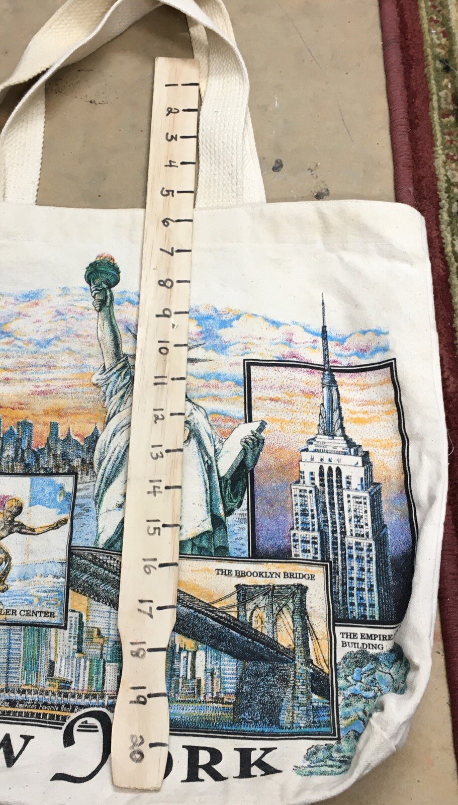 VTG Graphic New York Iconic Sites Twin Towers Statute of Liberty Canvas Tote Bag