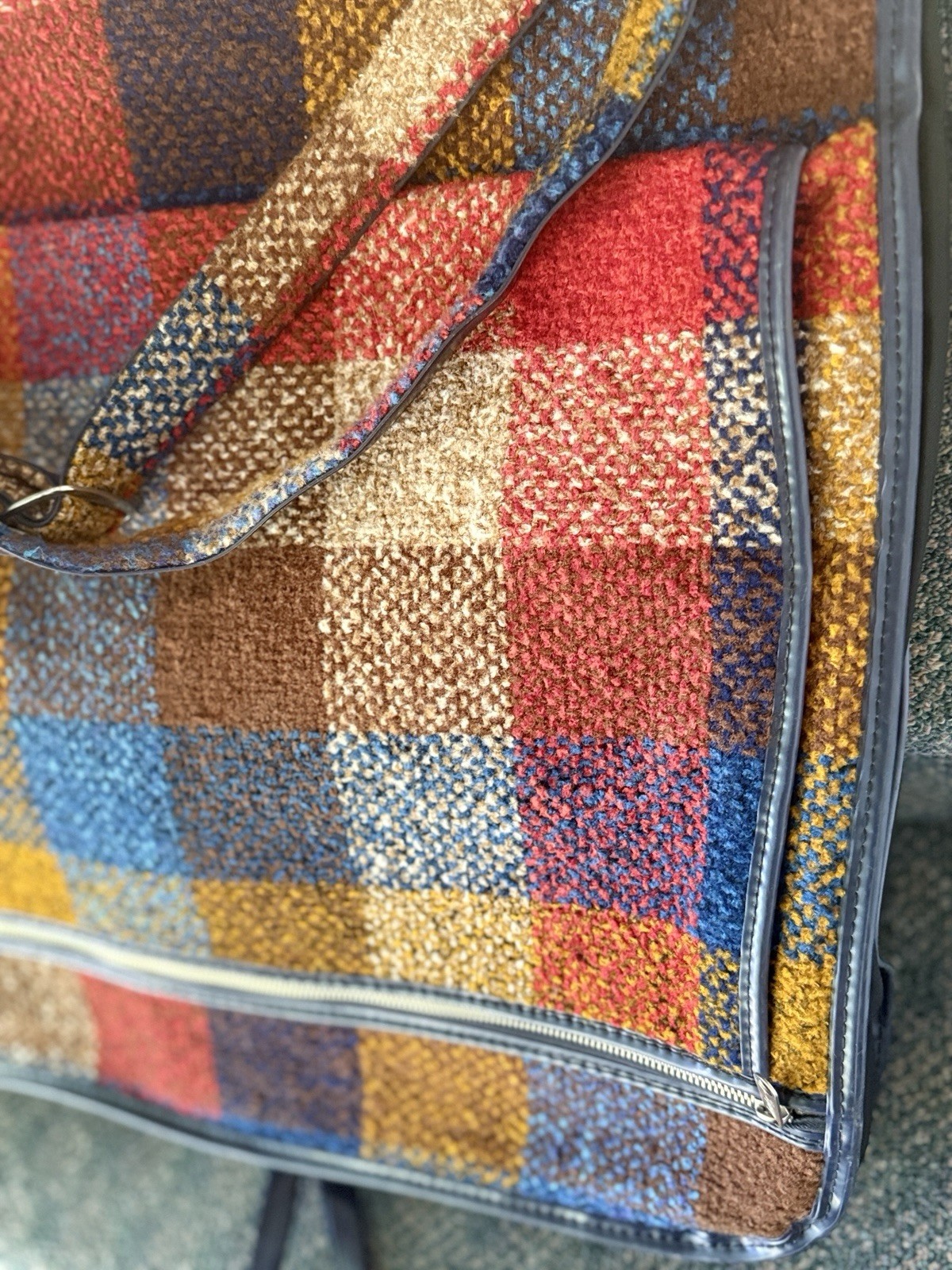 VINTAGE RARE* Skyway Luggage Plaid Rainbow Retro Tweed Garment Bag