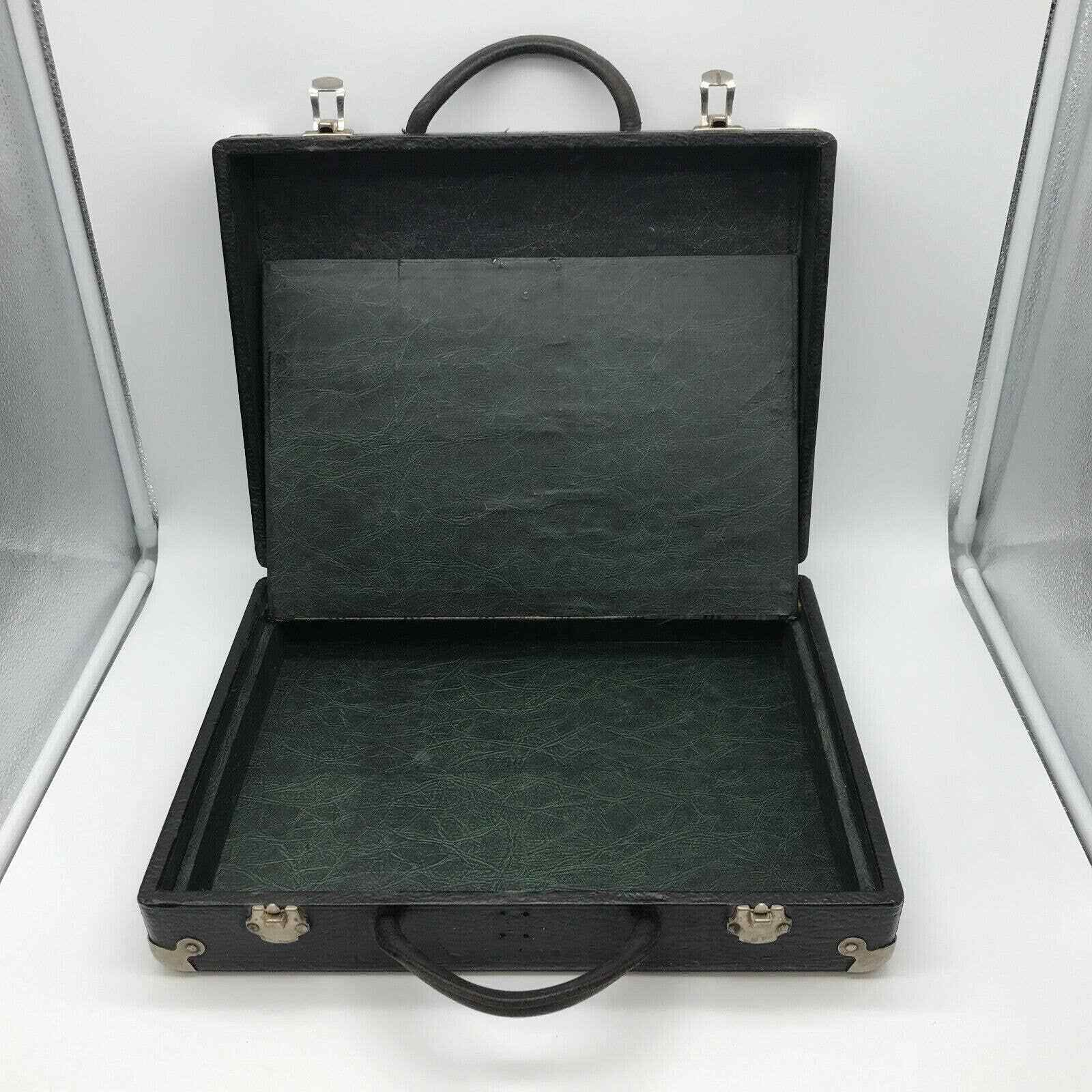 Vintage Black Briefcase Carrying Case #12 Leather Handles