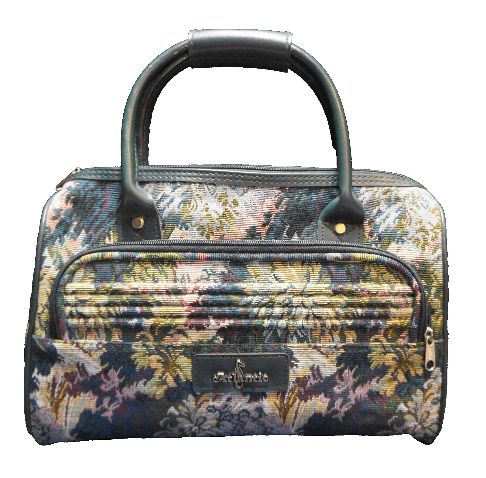 Atlantic Floral Tapestry Carry On Weekender Overnight Small Luggage Case 90s