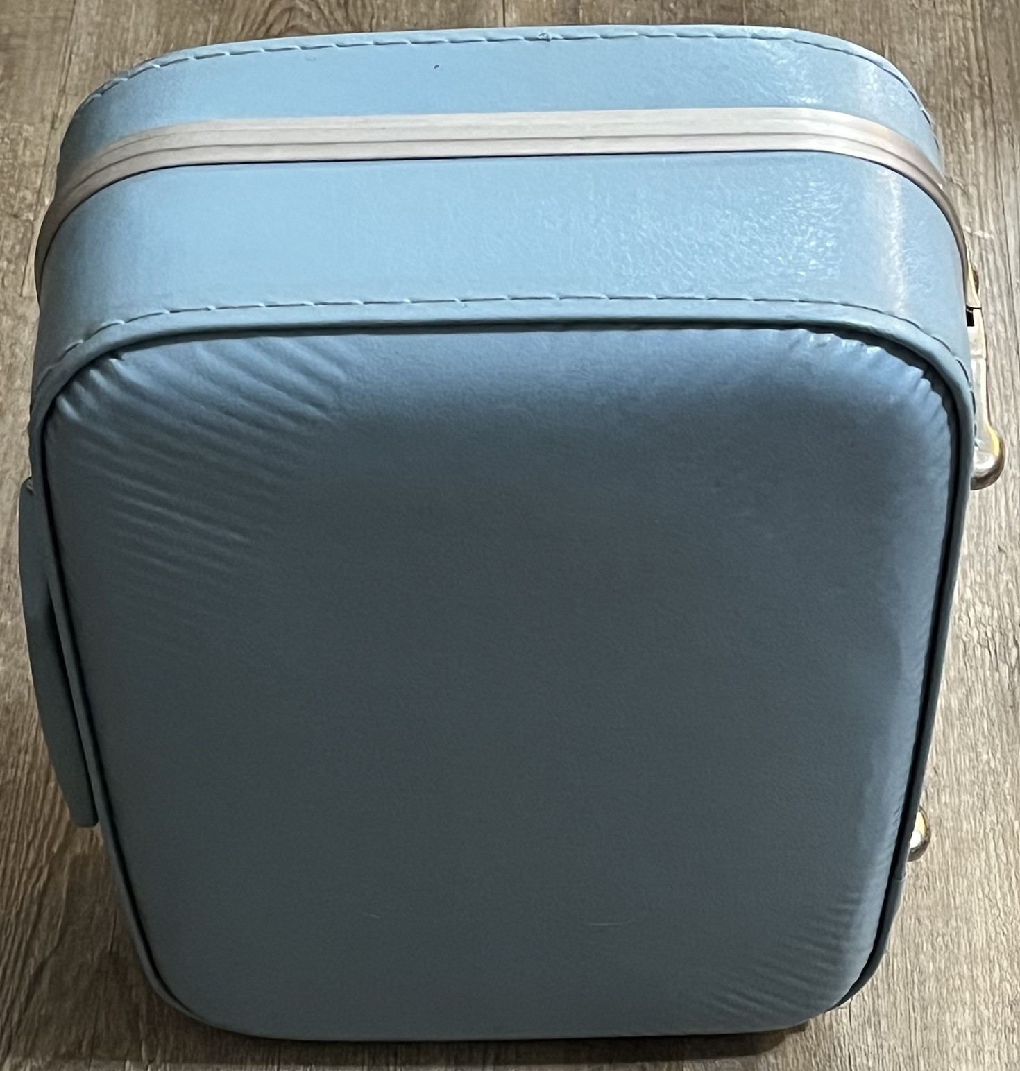 Vintage 1970’s Blue Suitcase Hard Vinyl Vanity Case Travel Visiting Grandma