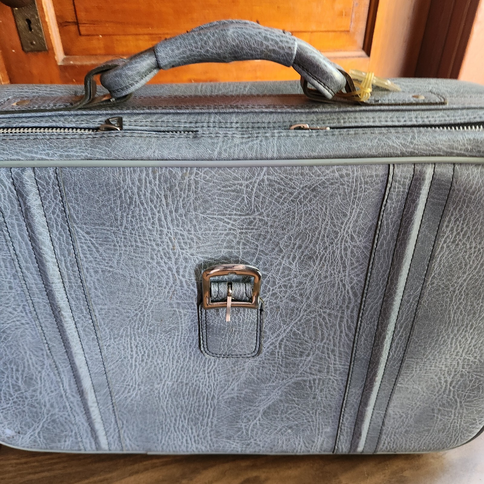 Vintage Flying Time Blue Suitcase