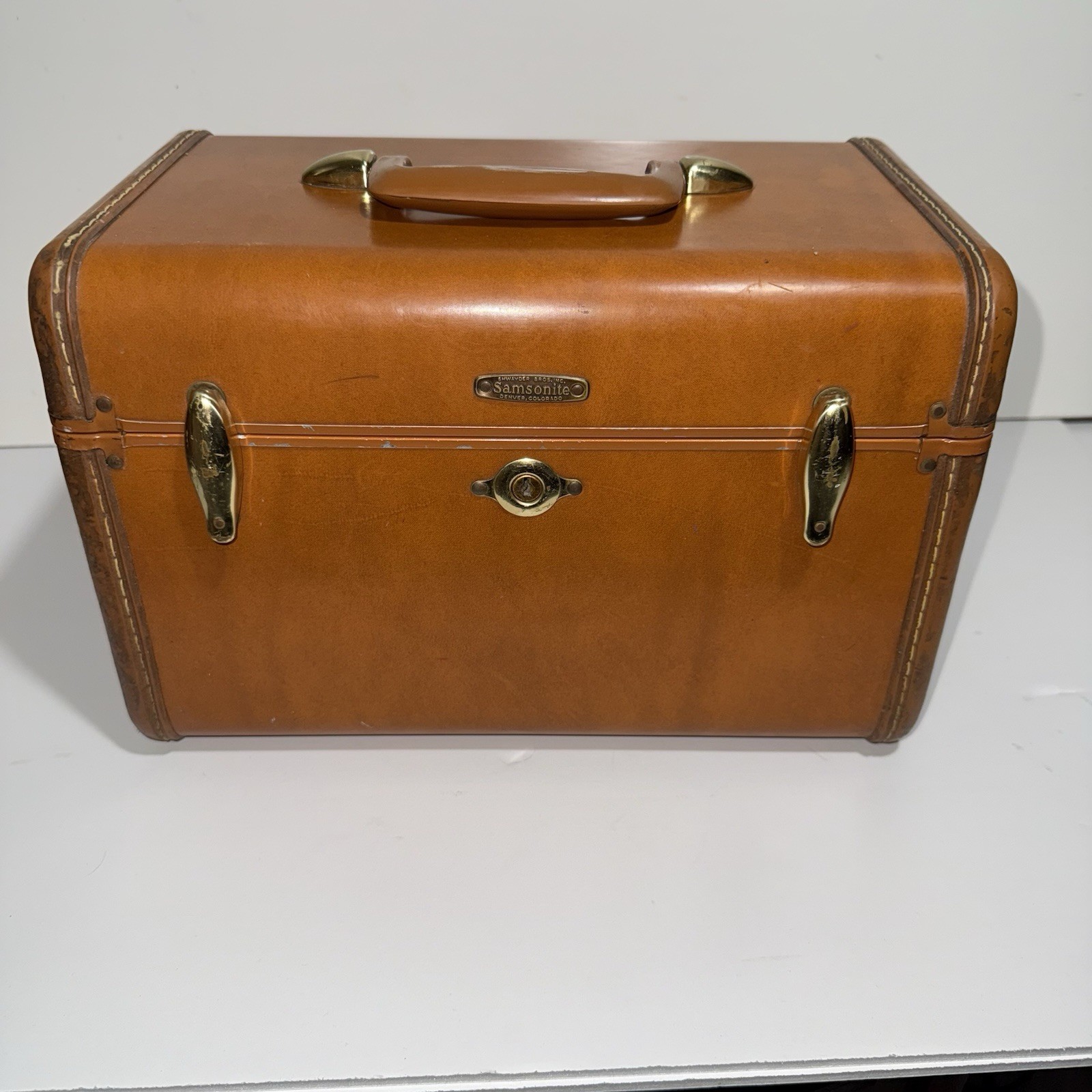 Vintage Samsonite Shwayder Bros Luggage Train Case Brown Style 4612 *No Key