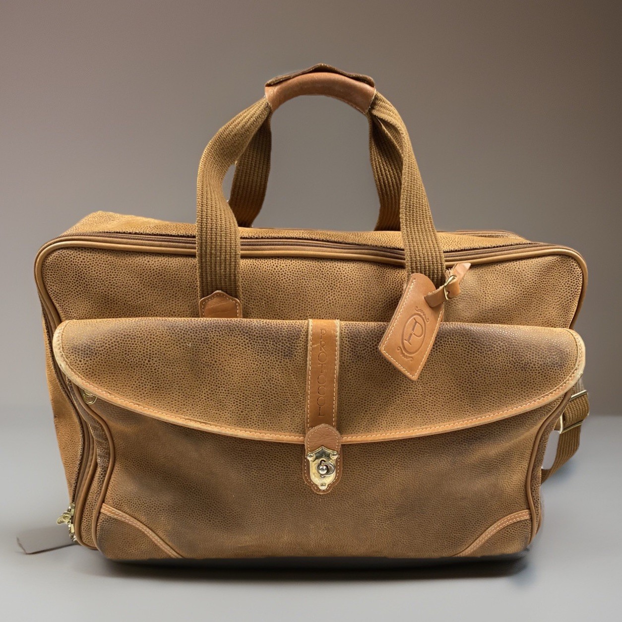 Vintage Protocol Dura Suede Leather Weekender Luggage Carry On