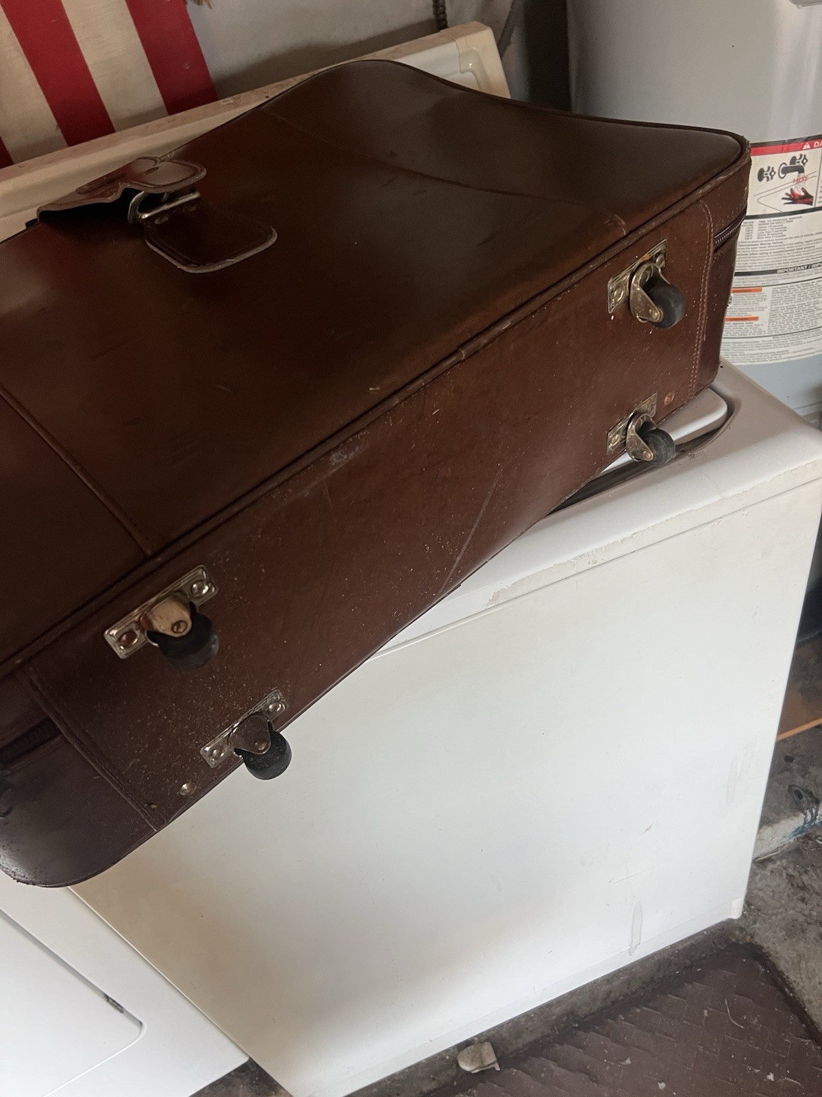 American Tourister Vintage Leather Suitcase Brown 4 Pieces Luggage Set Travel