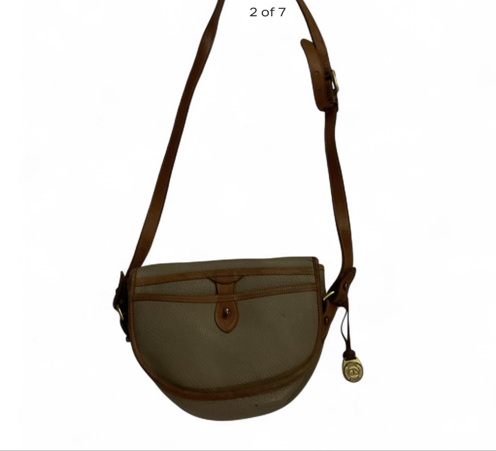 Dooney & Bourke All Weather Leather Saddle Crossbody Bag Taupe Tan
