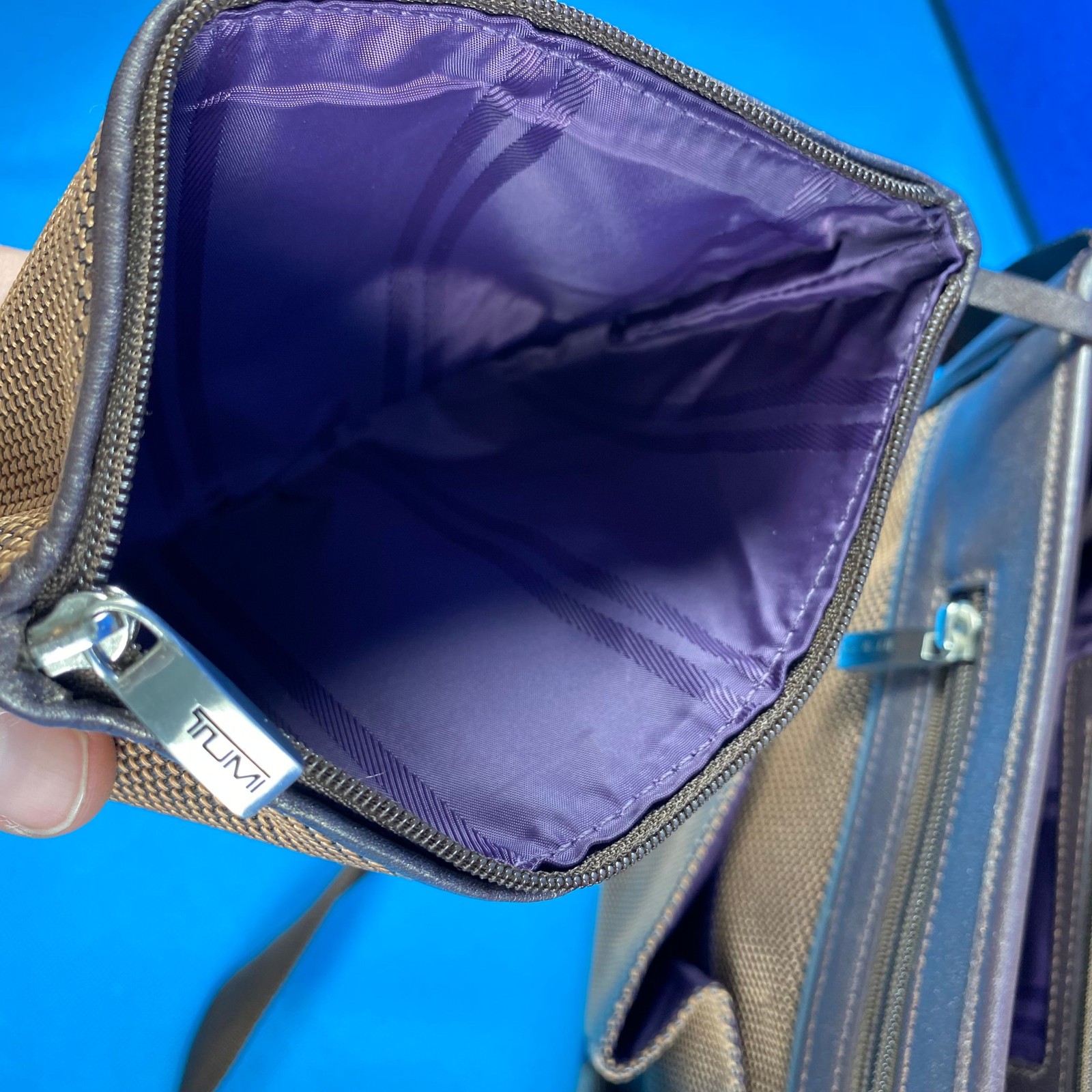 Tumi Bag W/Mini Wallet – Brown/Purple