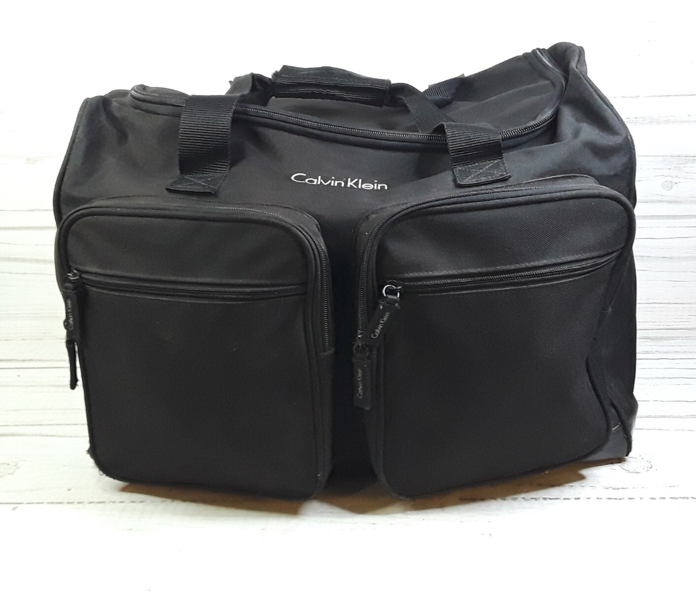 Vintage Calvin Klein Black Travel Weekend Carry on Duffle Bag Cosmetics Fragranc