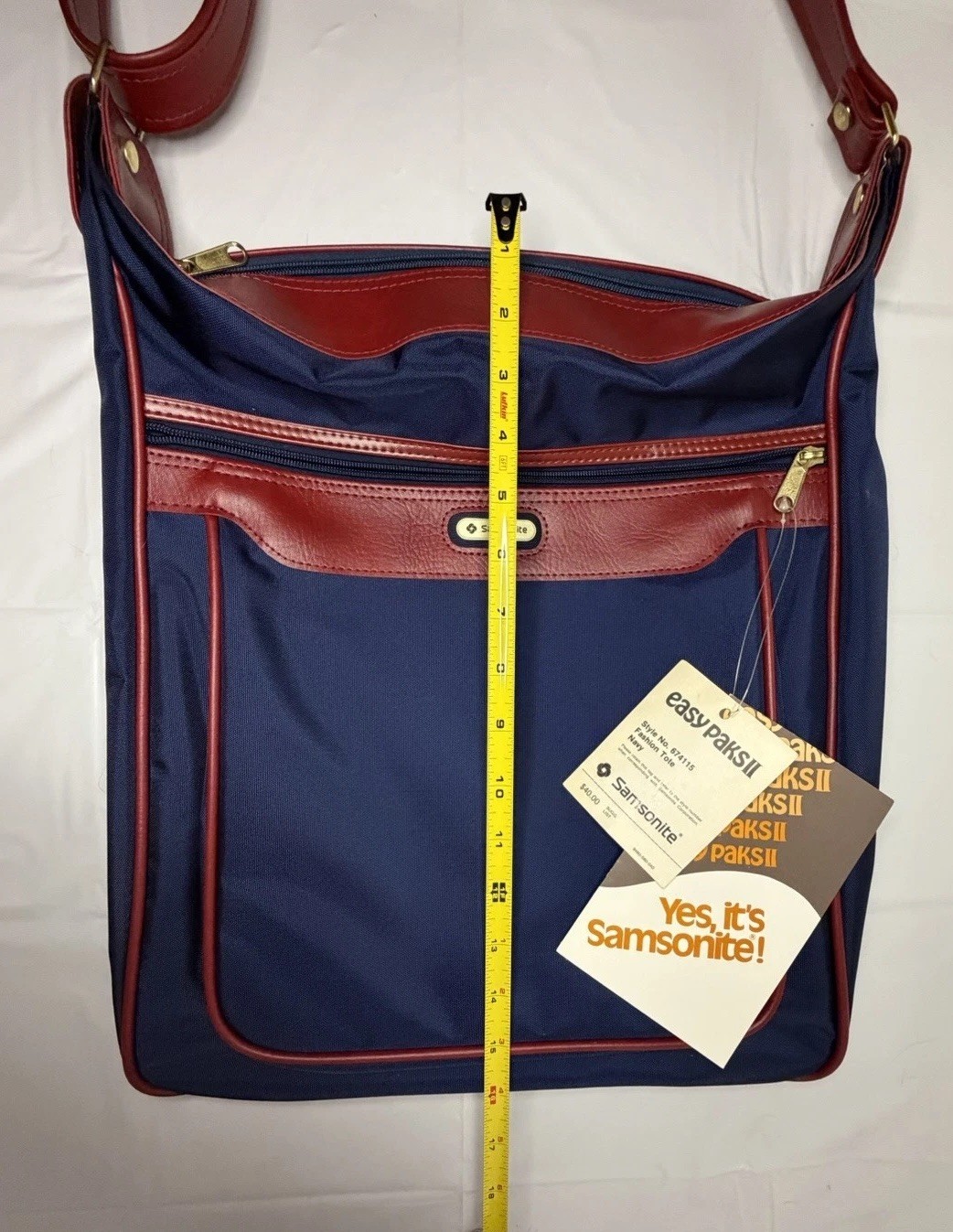 Vintage 1984 Samsonite Easy Paks II Navy/Burgundy Shoulder Strap Travel Bag NWT