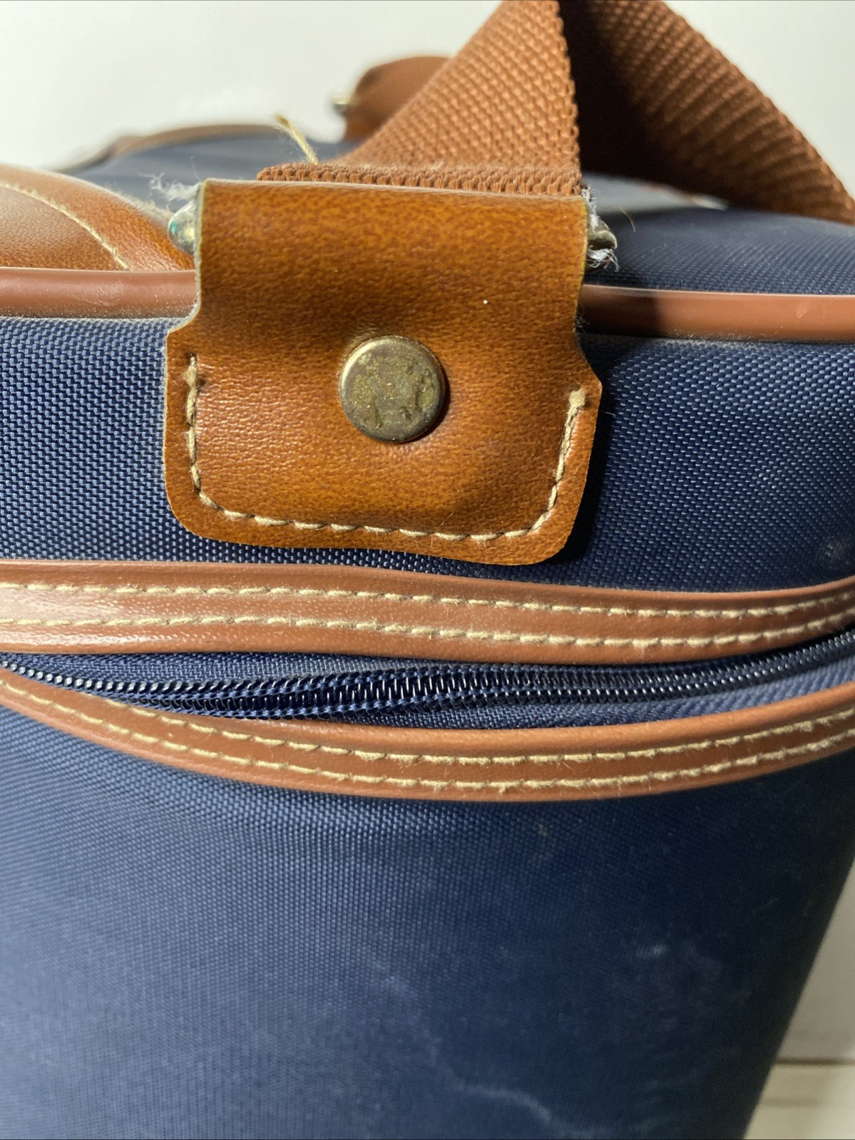 Vintage Jaguar Travel/storage Bag. Navy Blue With Leather Trim