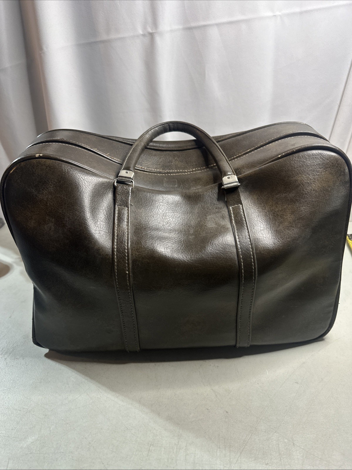 VTG 1960s Samsonite Silhouette Carry On All Leather Weekender Missing Zipper Tag