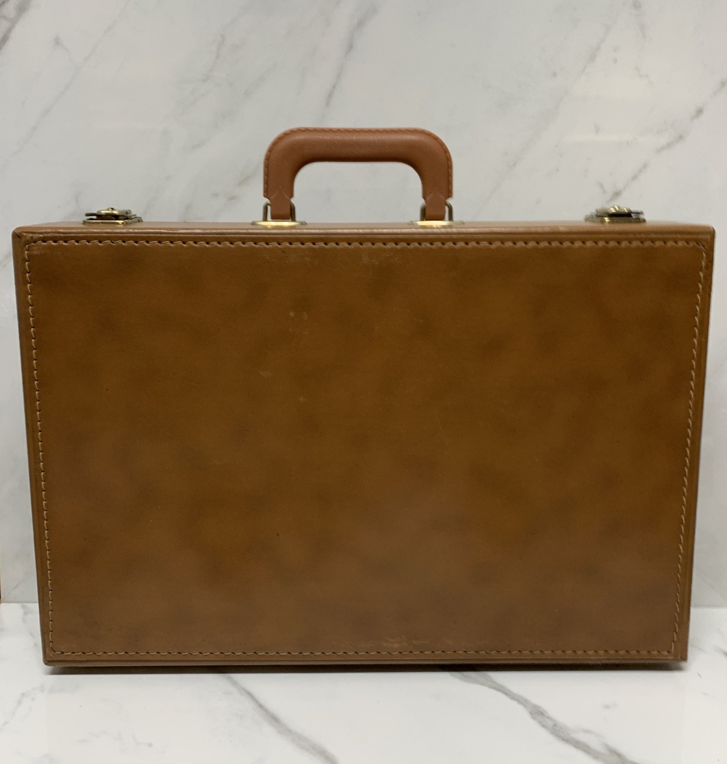 MS GINN & Co Light Brown Leather Briefcase US Government Issued