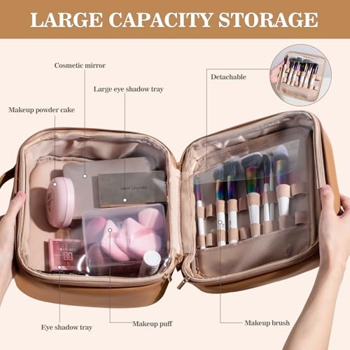 XL Makeup Case Premium Makeup Bag with Soft Leather, Waterproof and Durable