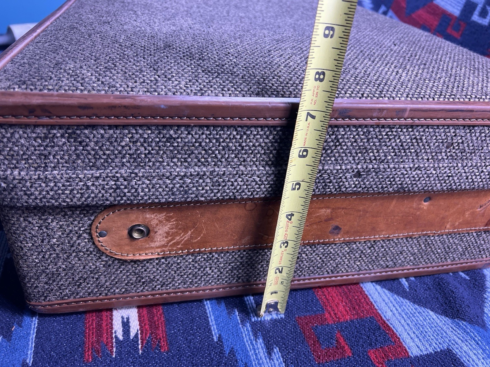Vtg Hartmann Luggage Tweed Leather Suitcase Belting Strap Combination Brown USA