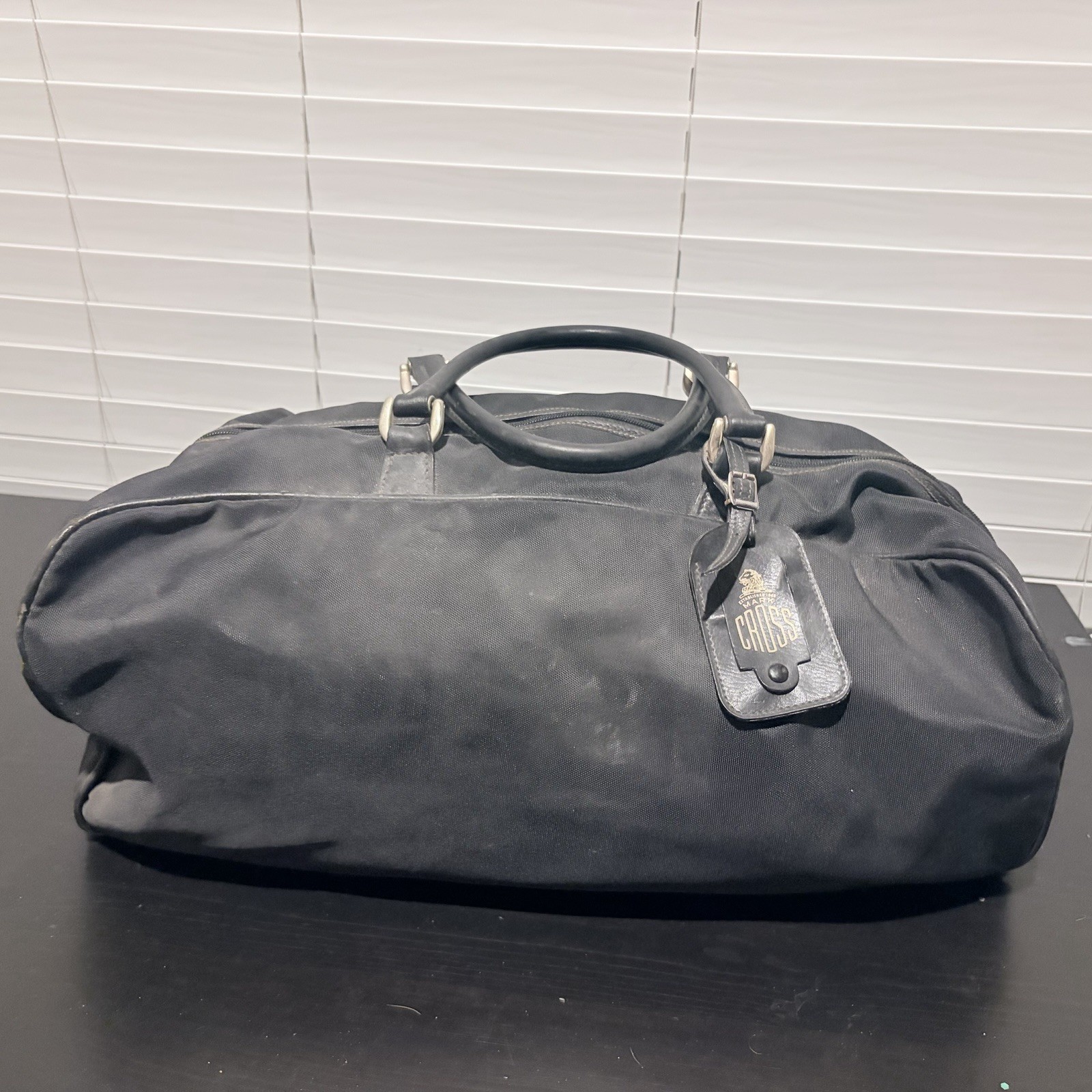 Vintage Mark Cross Canvas Leather Weekender Duffel Carry On Travel Bag