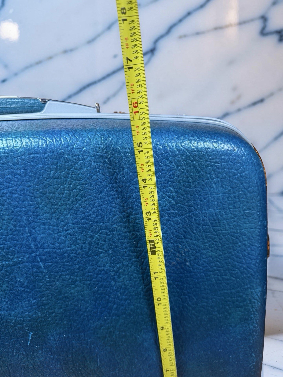 Samsonite Vintage Blue Train Case Hard Shell Travel Cosmetic Luggage 20in