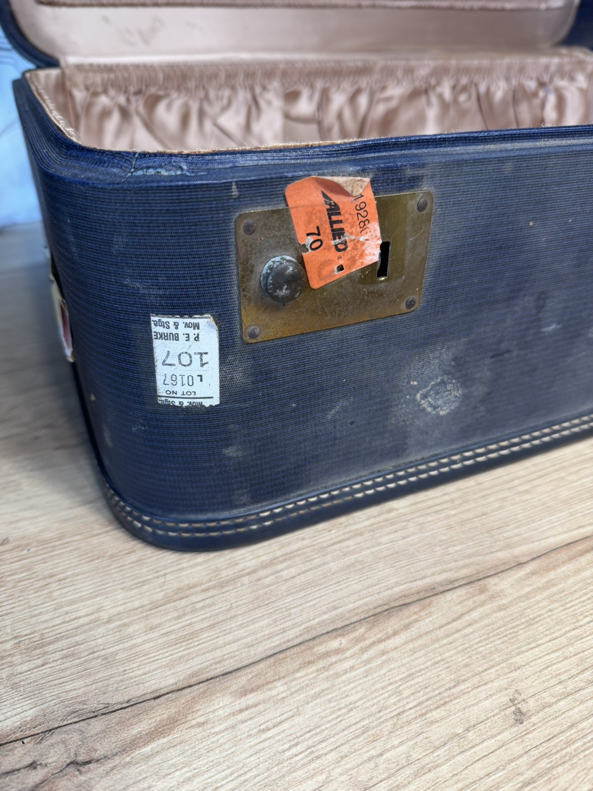 Vintage Mendel Ohio Blue Steamer Trunk Steamer Suitcase Cabin Lined