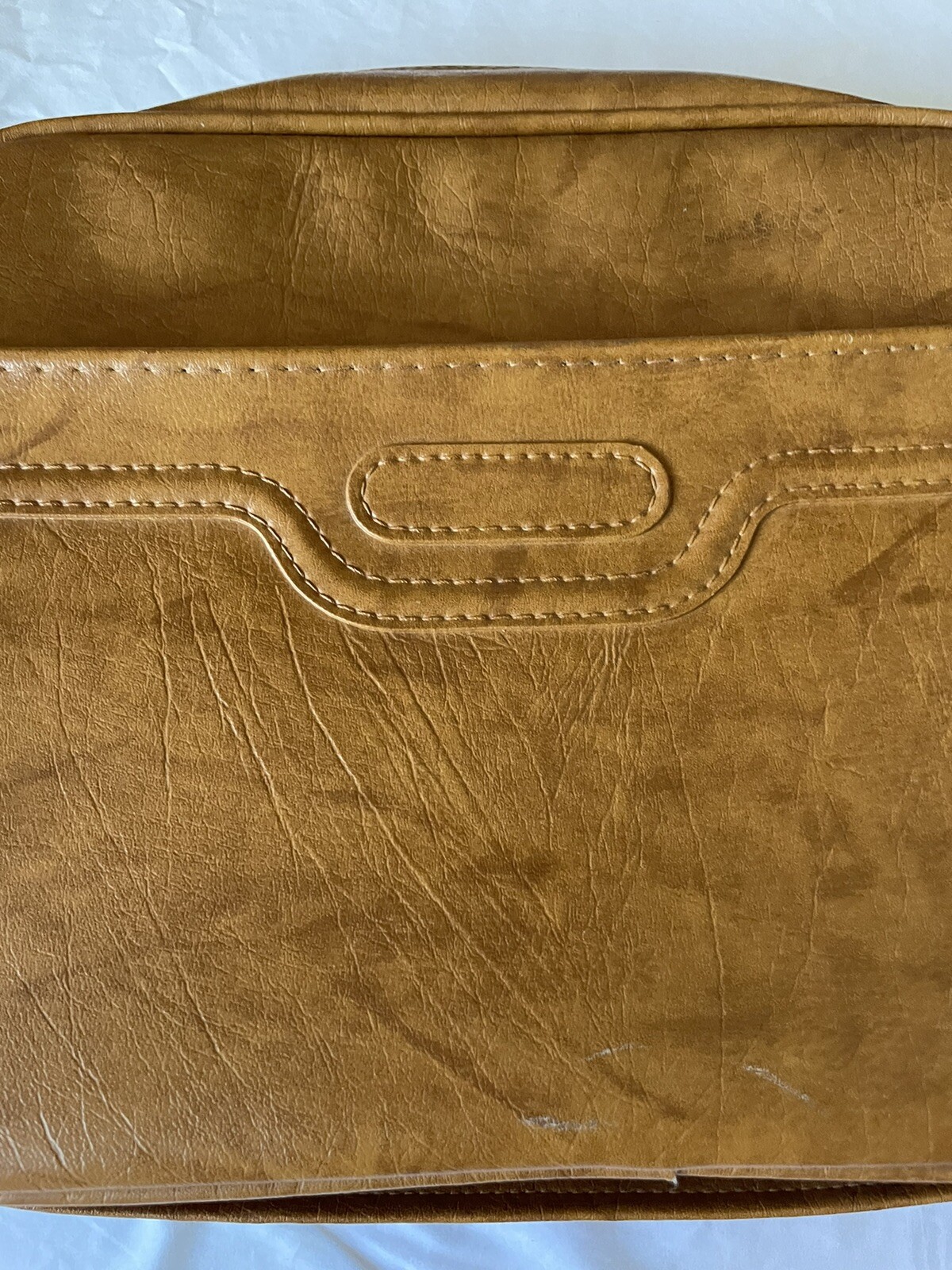 Vintage Samsonite Camel Brown Vinyl Shoulder Tote Carry-On Luggage