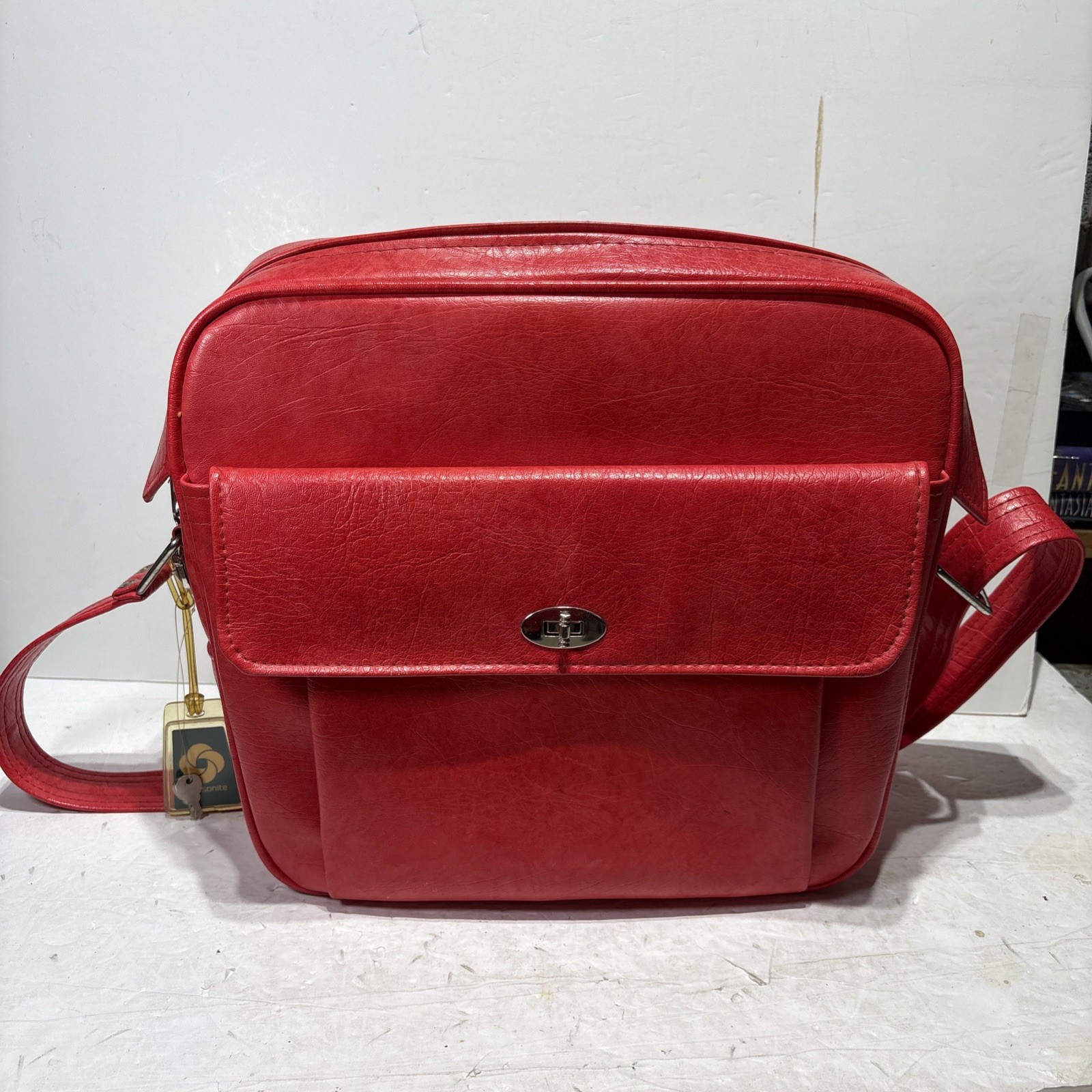 Vintage Samsonite Silhouette Carry on tote Work, Travel Red, Original KEYS!